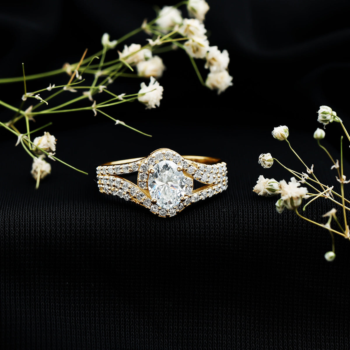 Certified 1.2 Carat Oval Lab Grown Diamond Split Shank Engagement Ring Lab - ( EF-VS ) - Rosec Jewels