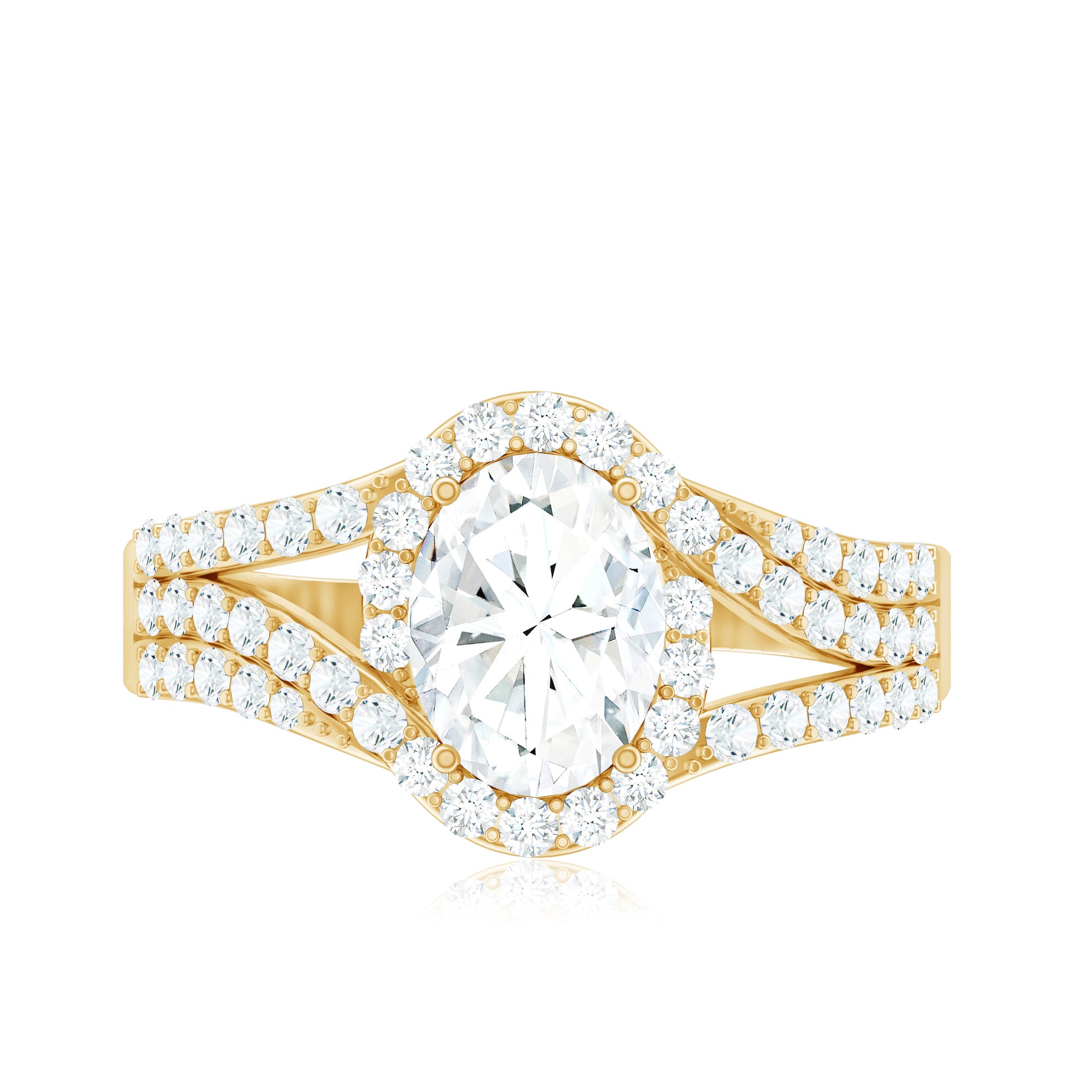 Certified 6X8 MM Oval Lab Grown Diamond Split Shank Engagement Ring Lab - ( EF-VS ) - Rosec Jewels