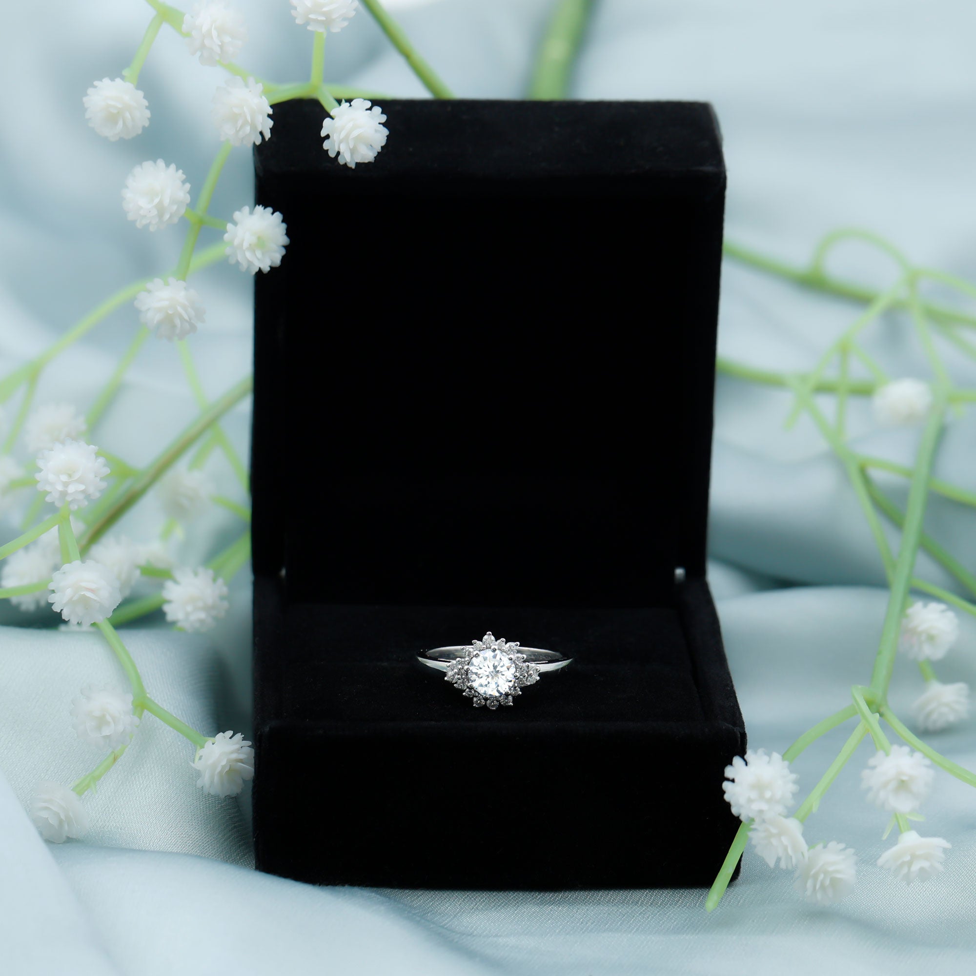 1 Carat IGI Certified Lab Grown Diamond Halo Engagement Ring Lab - ( E-VS1 ) - Rosec Jewels