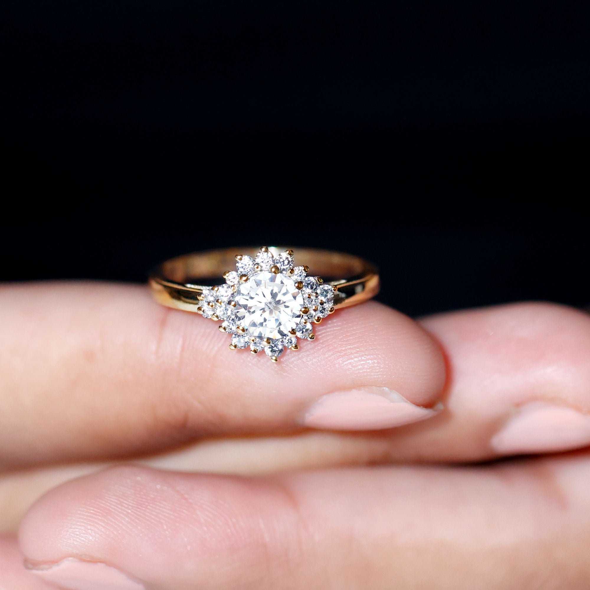 1 Carat IGI Certified Lab Grown Diamond Halo Engagement Ring Lab - ( E-VS1 ) - Rosec Jewels