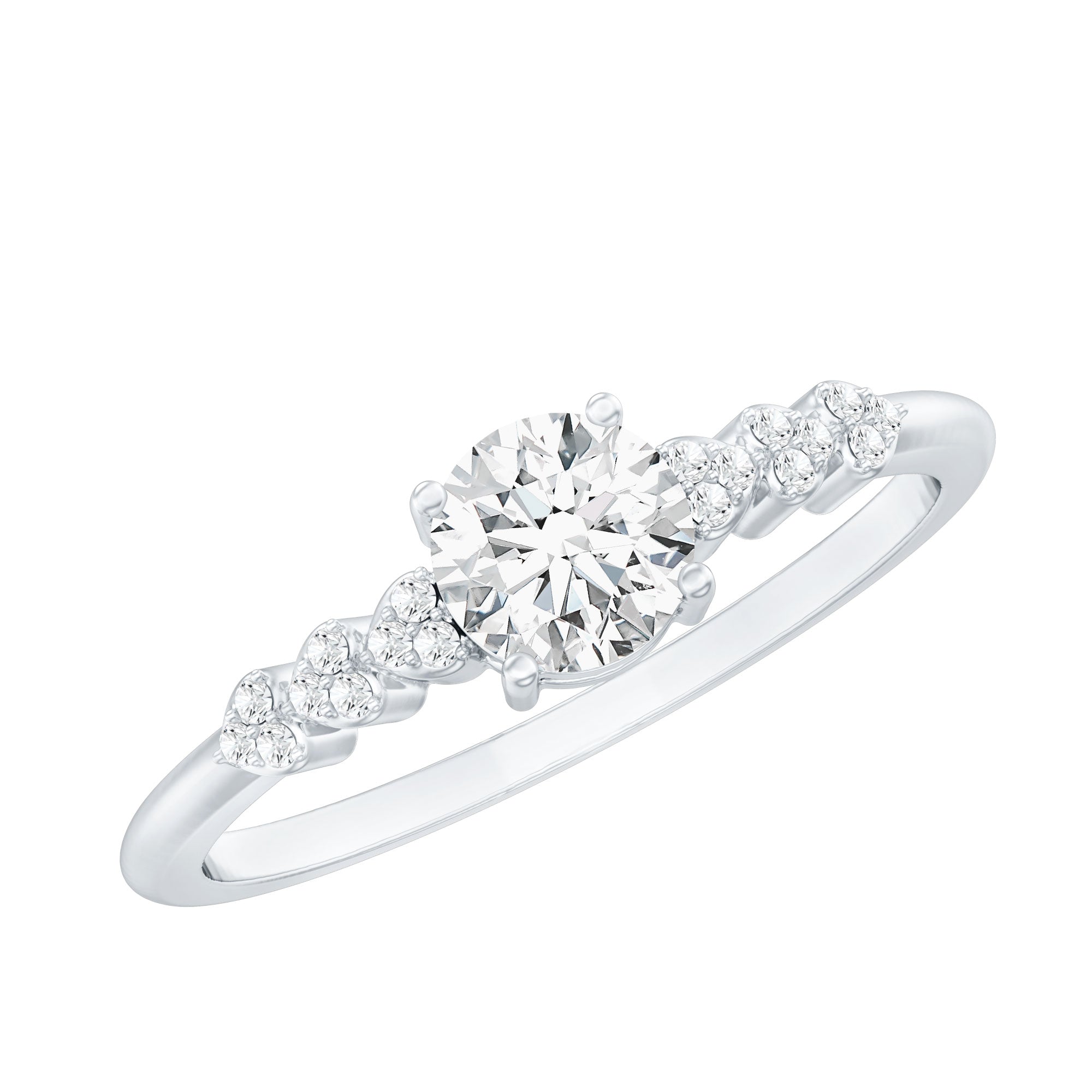 Certified 5 MM Lab Grown Diamond Designer Engagement Ring Lab - ( EF-VS ) - Rosec Jewels