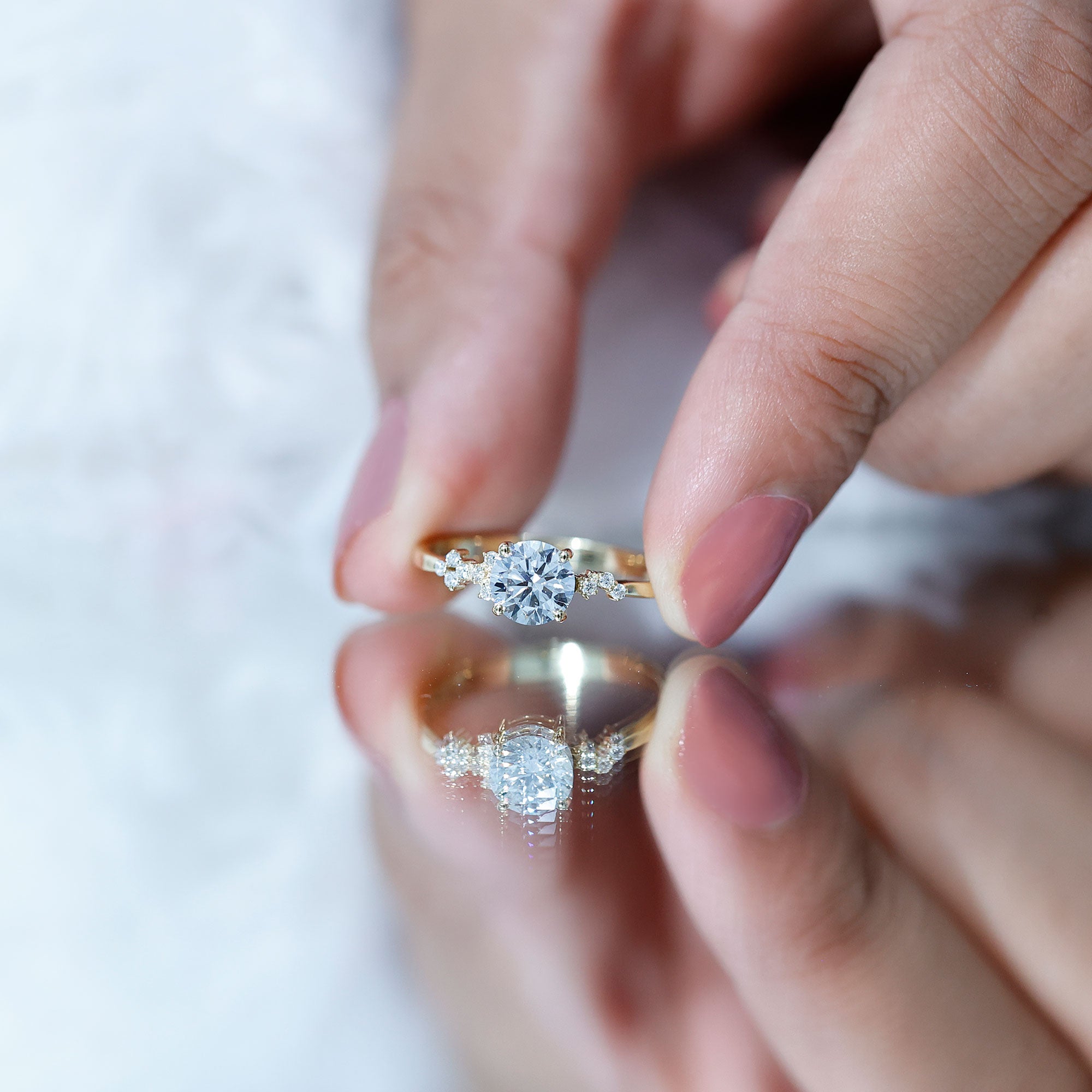 6 MM Lab Grown Diamond Solitaire Engagement Ring Lab - ( EF-VS ) - Rosec Jewels