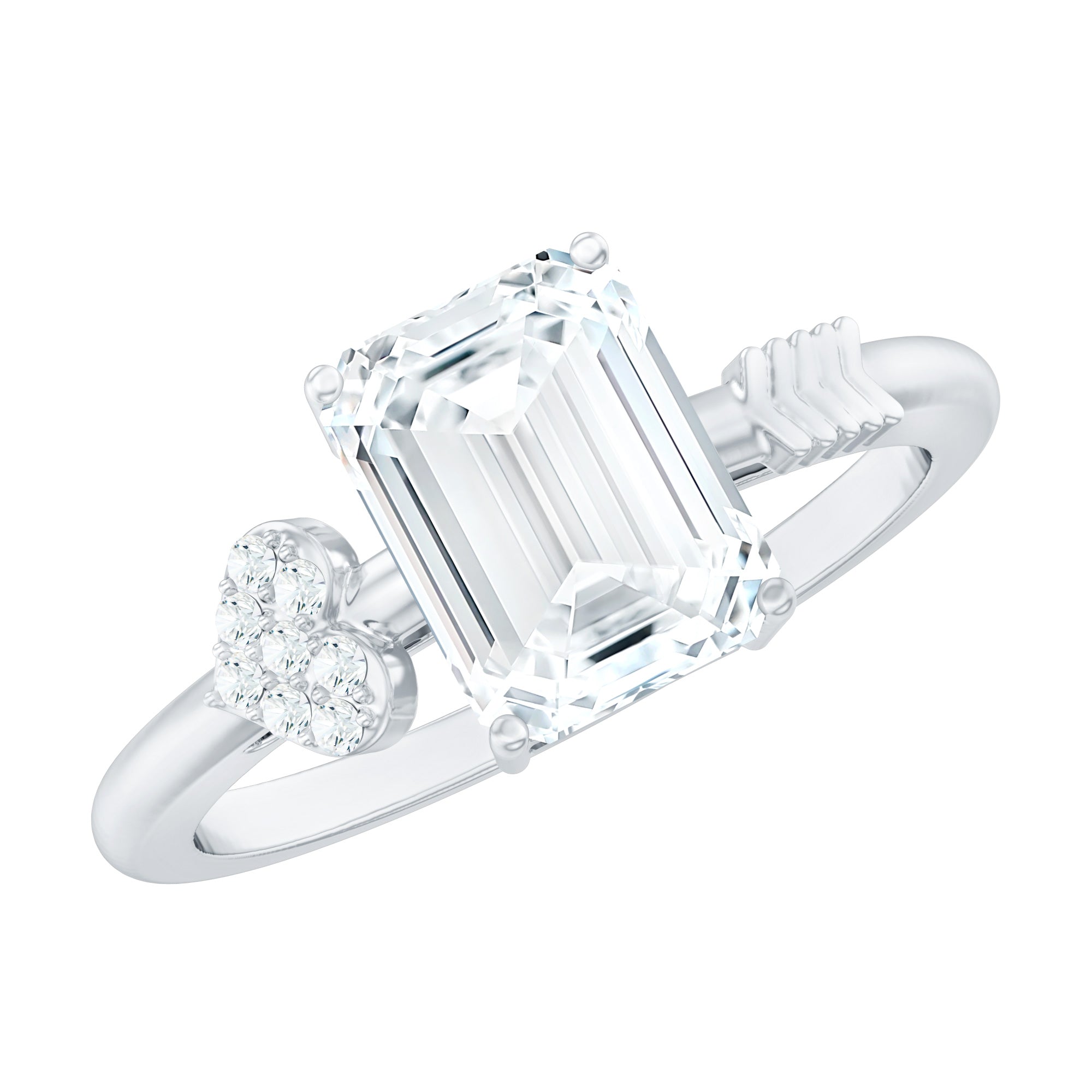 Lab Grown Diamond Emerald Cut Designer Engagement Ring