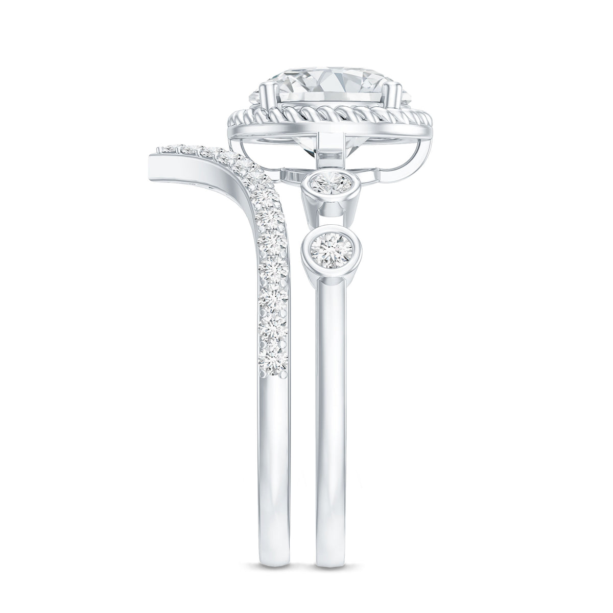 2 Carat IGI Certified Lab Grown Diamond Solitaire Bridal Ring Set With Enhancer Lab - ( E-VS1 ) - Rosec Jewels