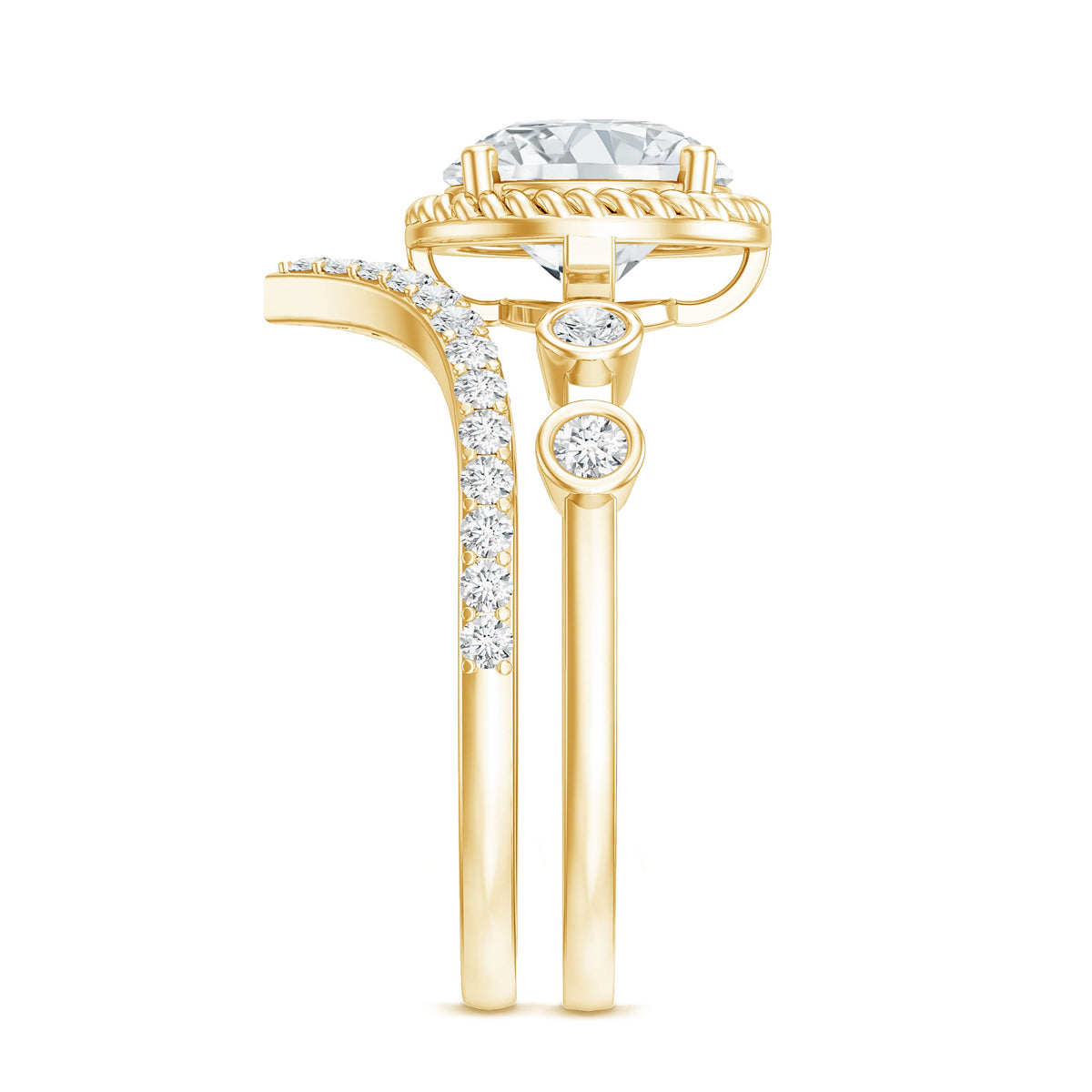 2 Carat IGI Certified Lab Grown Diamond Solitaire Bridal Ring Set With Enhancer Lab - ( E-VS1 ) - Rosec Jewels