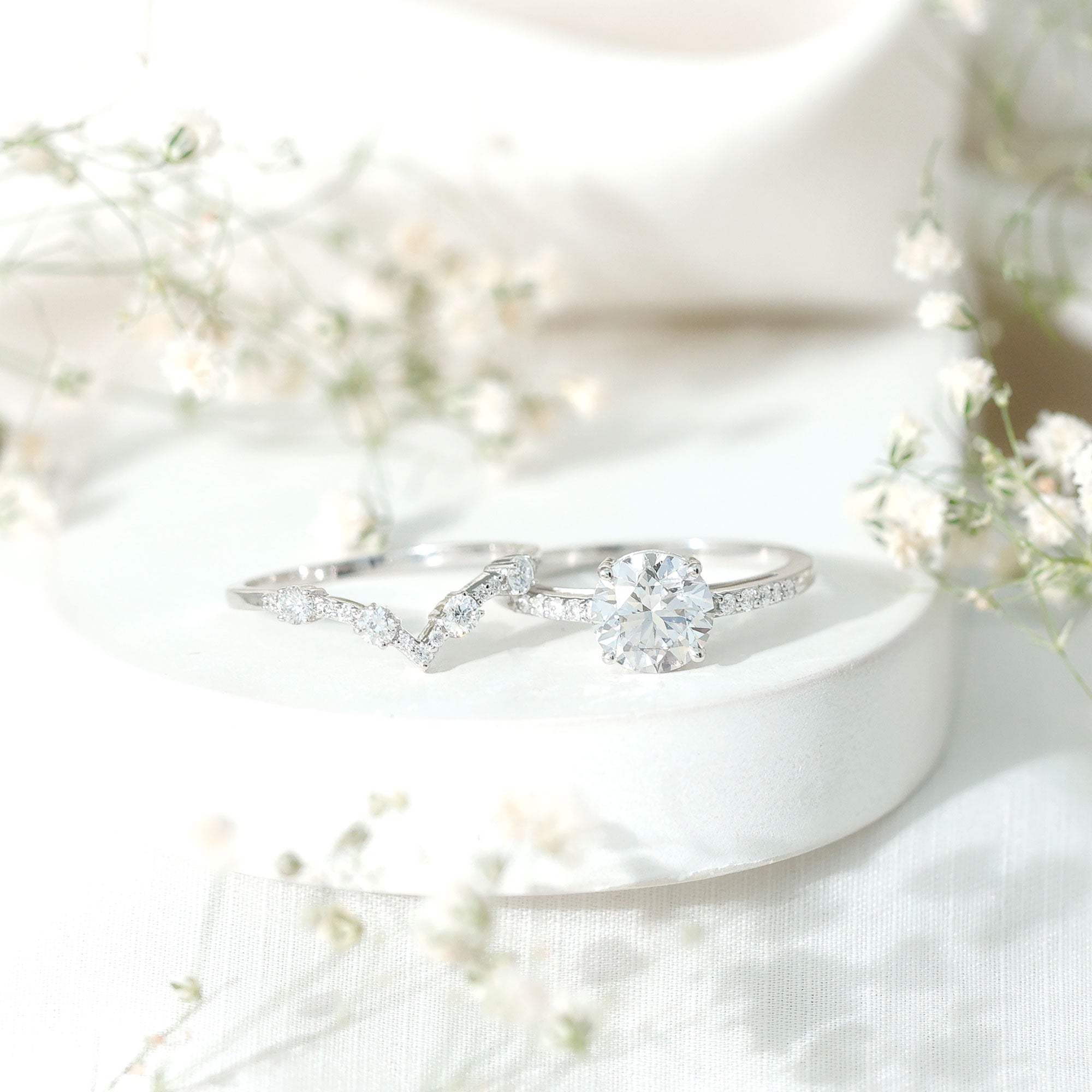 Certified Lab Grown Diamond Bridal Ring Set For Women Lab - ( EF-VS ) - Rosec Jewels