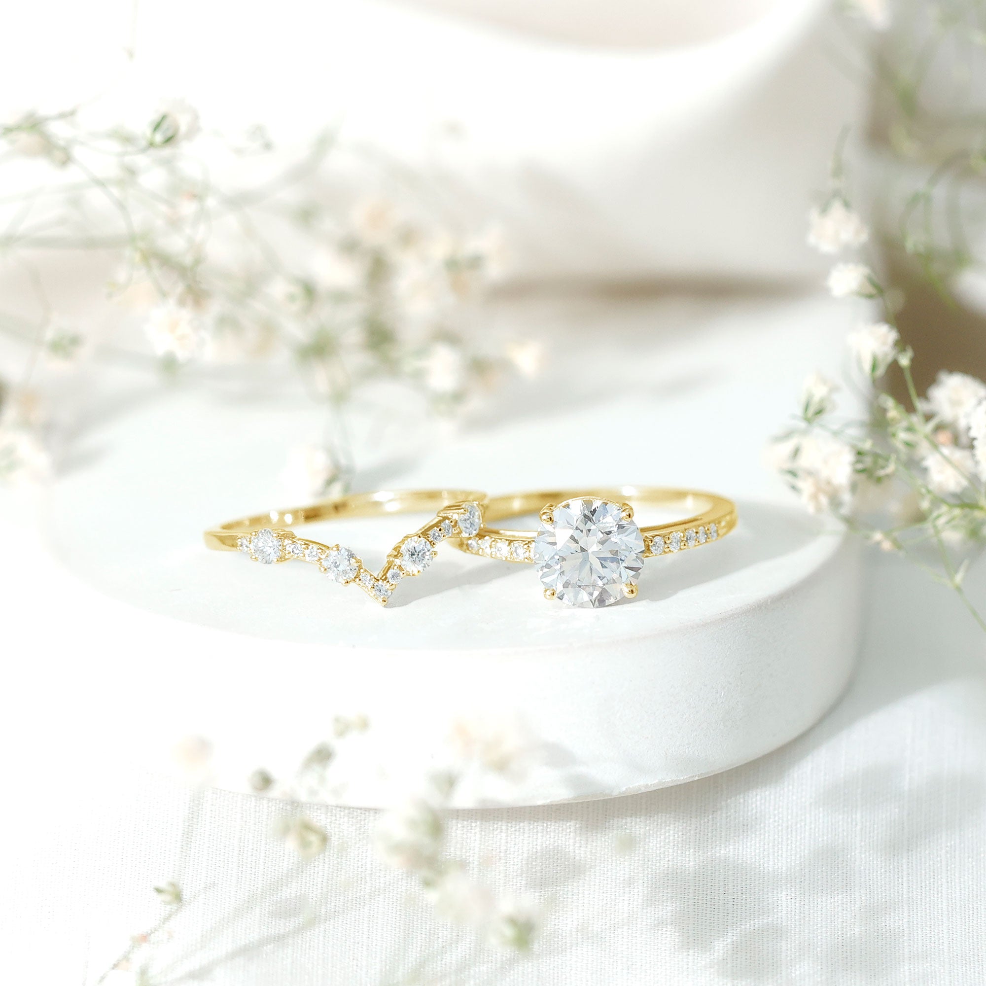 Certified Lab Grown Diamond Bridal Ring Set For Women Lab - ( EF-VS ) - Rosec Jewels