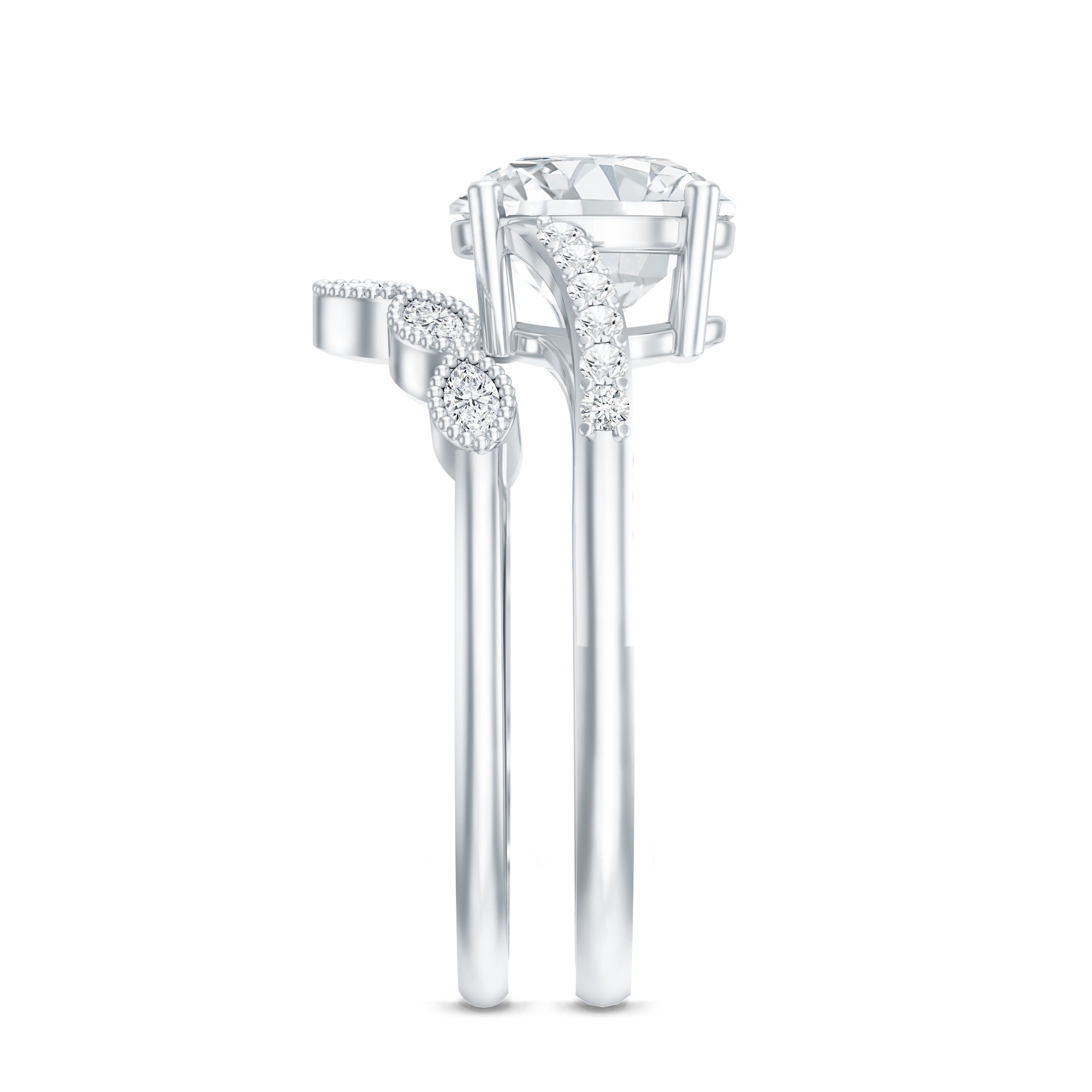 Rosec Jewels-Certified Lab Grown Diamond Engagement Ring With Ring Guard