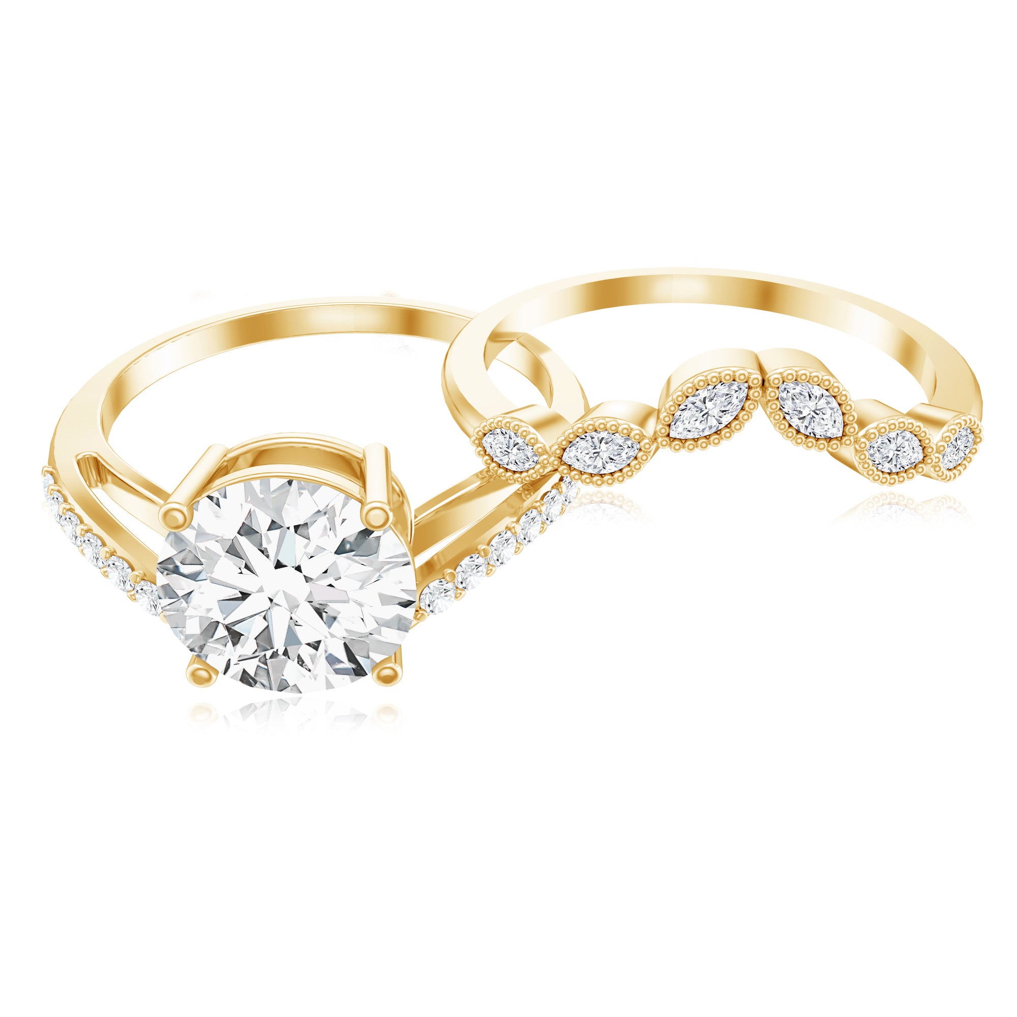 Rosec Jewels-Certified Lab Grown Diamond Engagement Ring With Ring Guard