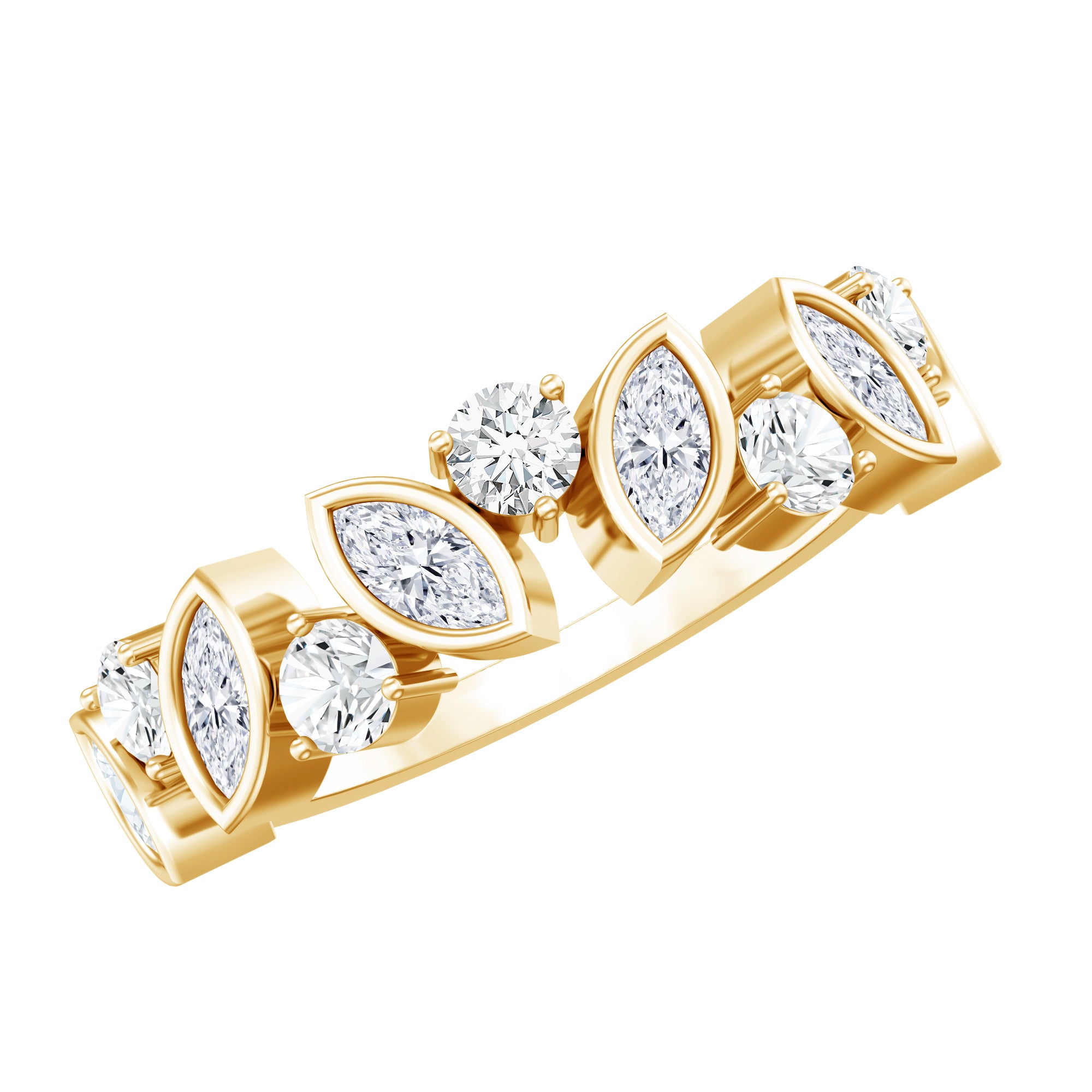 Certified Lab Grown Diamond Half Eternity Anniversary Ring For Women Lab - ( EF-VS ) - Rosec Jewels