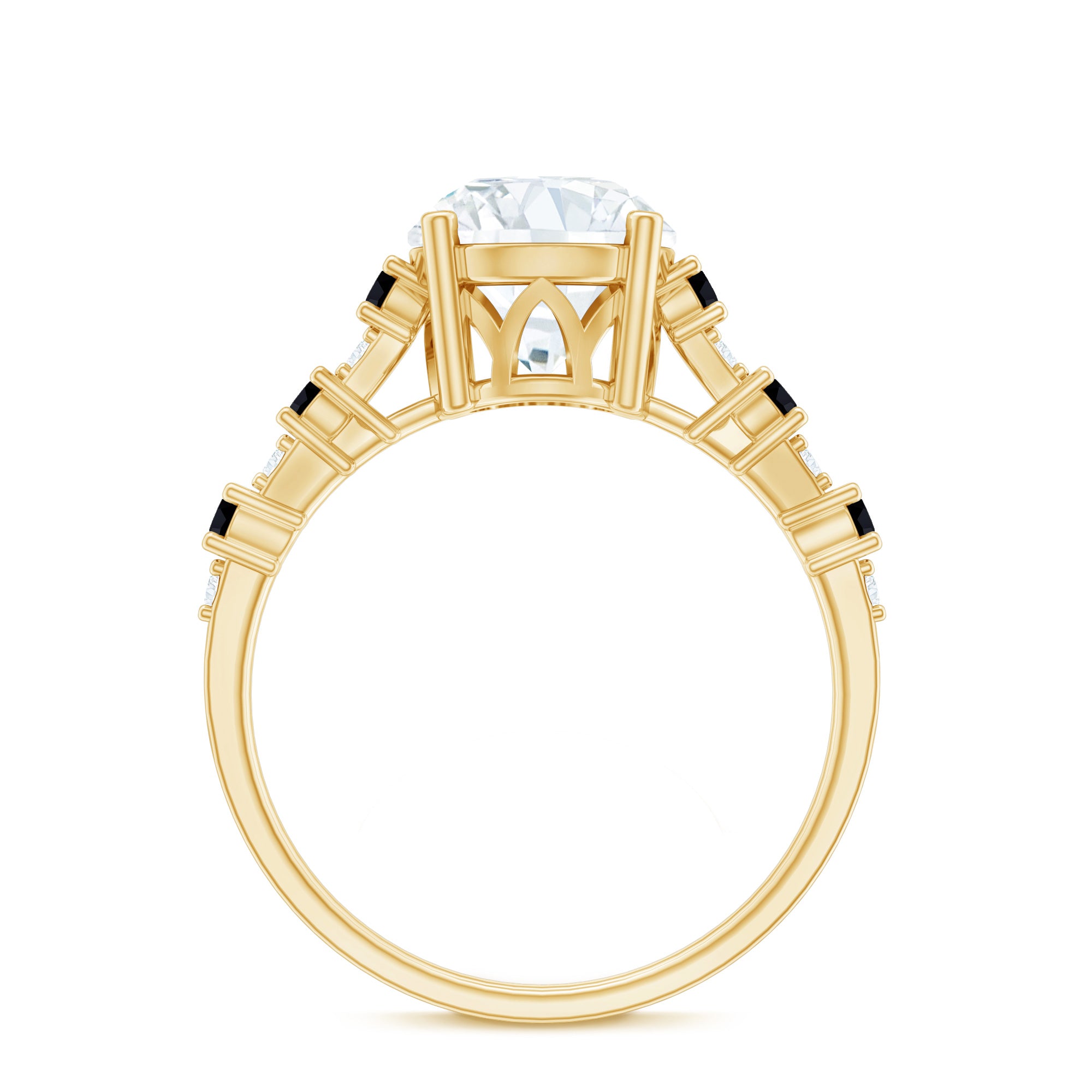 Lab Grown Diamond Designer Engagement Ring with Black Diamond Lab - ( EF-VS ) - Rosec Jewels
