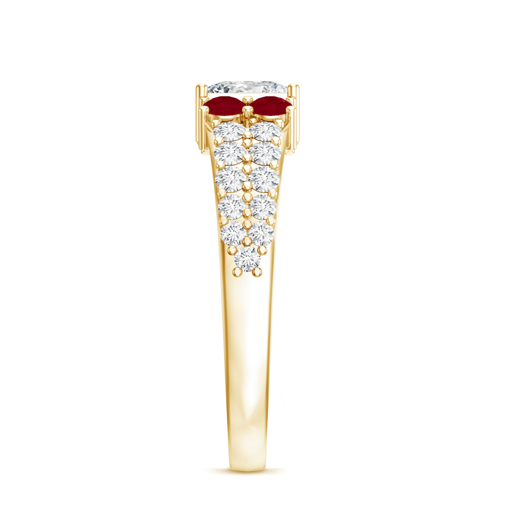 Lab Grown Diamond 5 MM Princess Cut Engagement Ring With Ruby Lab - ( EF-VS ) - Rosec Jewels