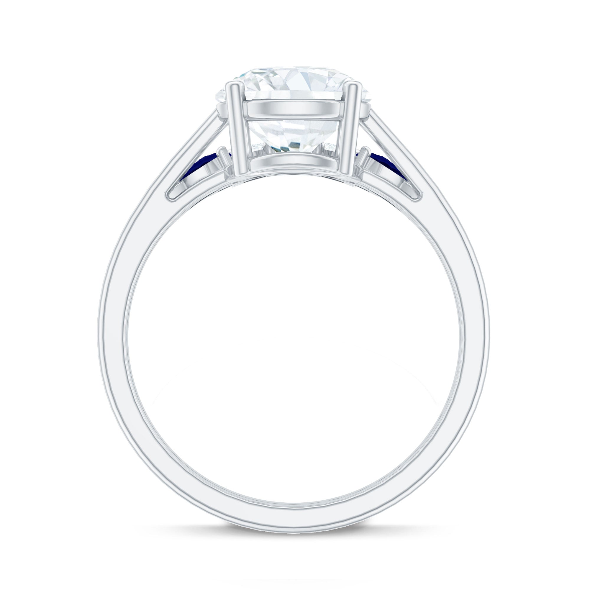 Certified Lab Grown Diamond Designer Engagement Ring Set With Sapphire Lab - ( EF-VS ) - Rosec Jewels