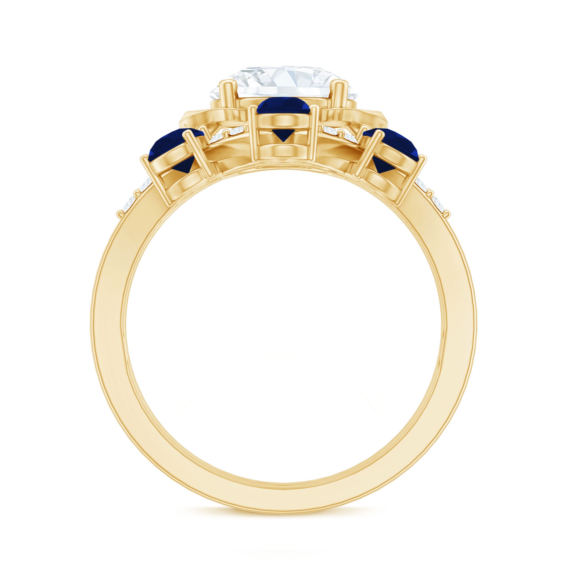 Certified Lab 2 Carat Diamond Engagement Ring With Blue Sapphire Enhancer Lab - ( EF-VS ) - Rosec Jewels