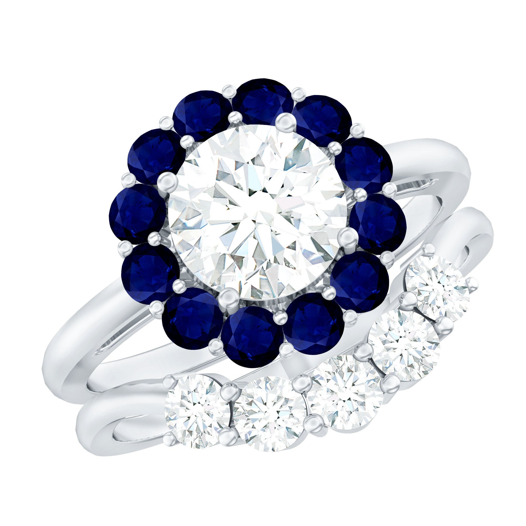 Certified 7 MM Lab Grown Diamond Engagement Ring with Enhancer