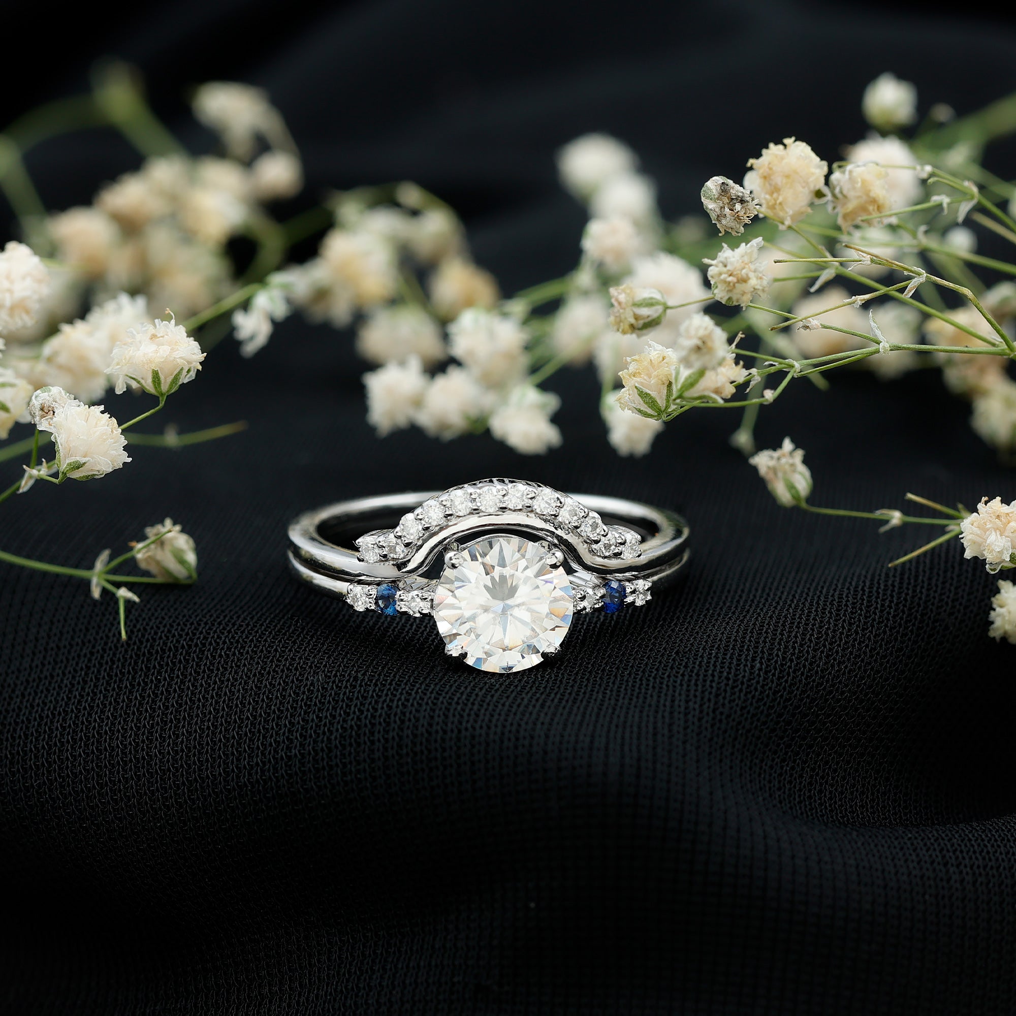 2 Carat Certified Lab Grown Diamond Engagement Ring With Wedding Band Lab - ( EF-VS ) - Rosec Jewels