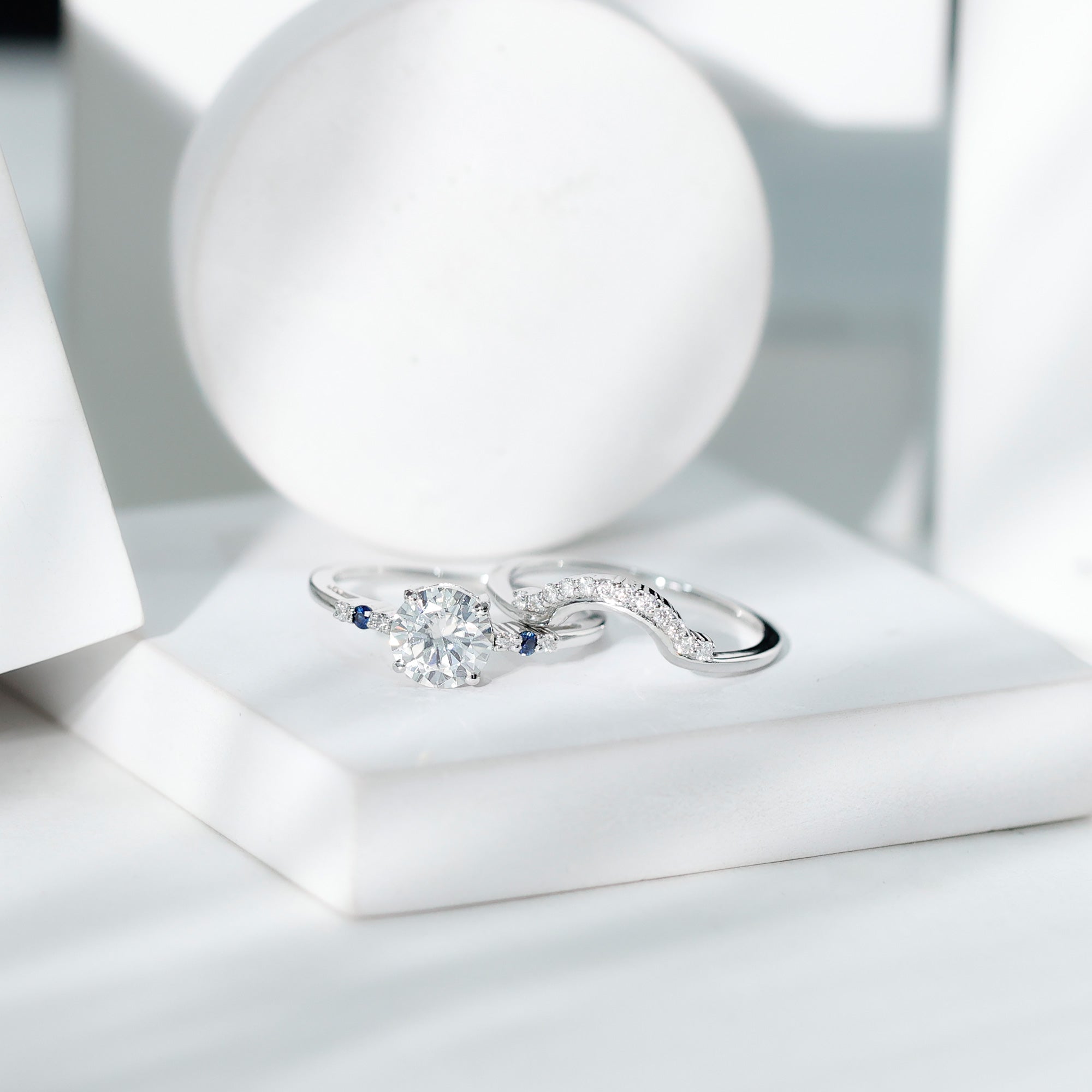2 Carat Certified Lab Grown Diamond Engagement Ring With Wedding Band Lab - ( EF-VS ) - Rosec Jewels