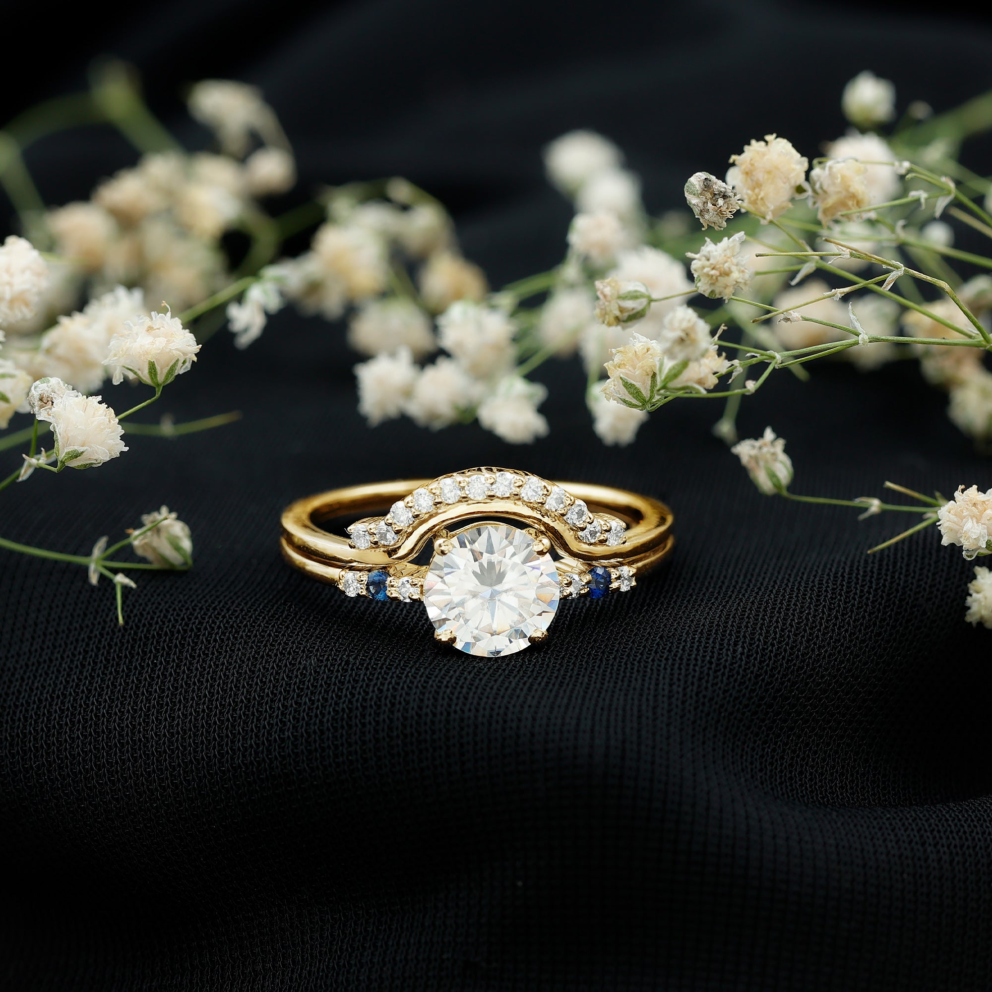 2 Carat Certified Lab Grown Diamond Engagement Ring With Wedding Band Lab - ( EF-VS ) - Rosec Jewels