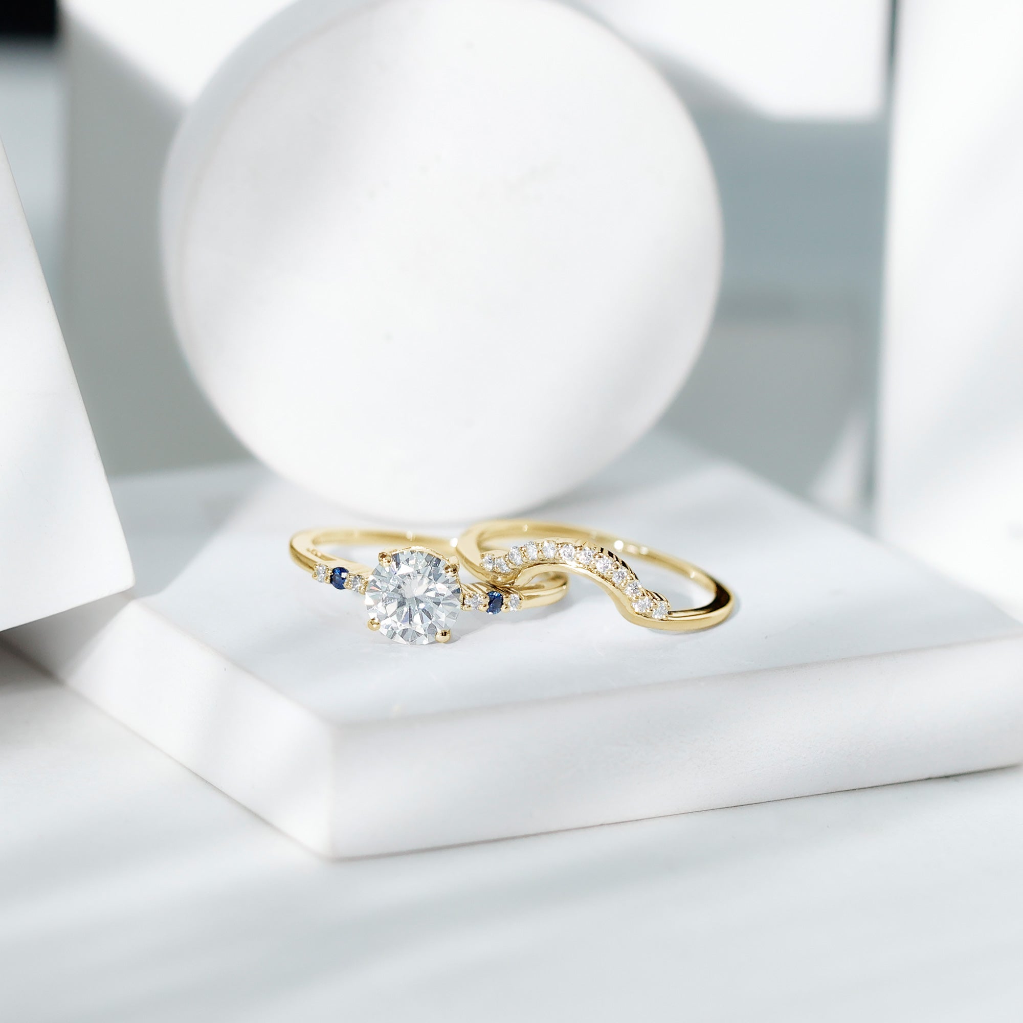 2 Carat Certified Lab Grown Diamond Engagement Ring With Wedding Band Lab - ( EF-VS ) - Rosec Jewels