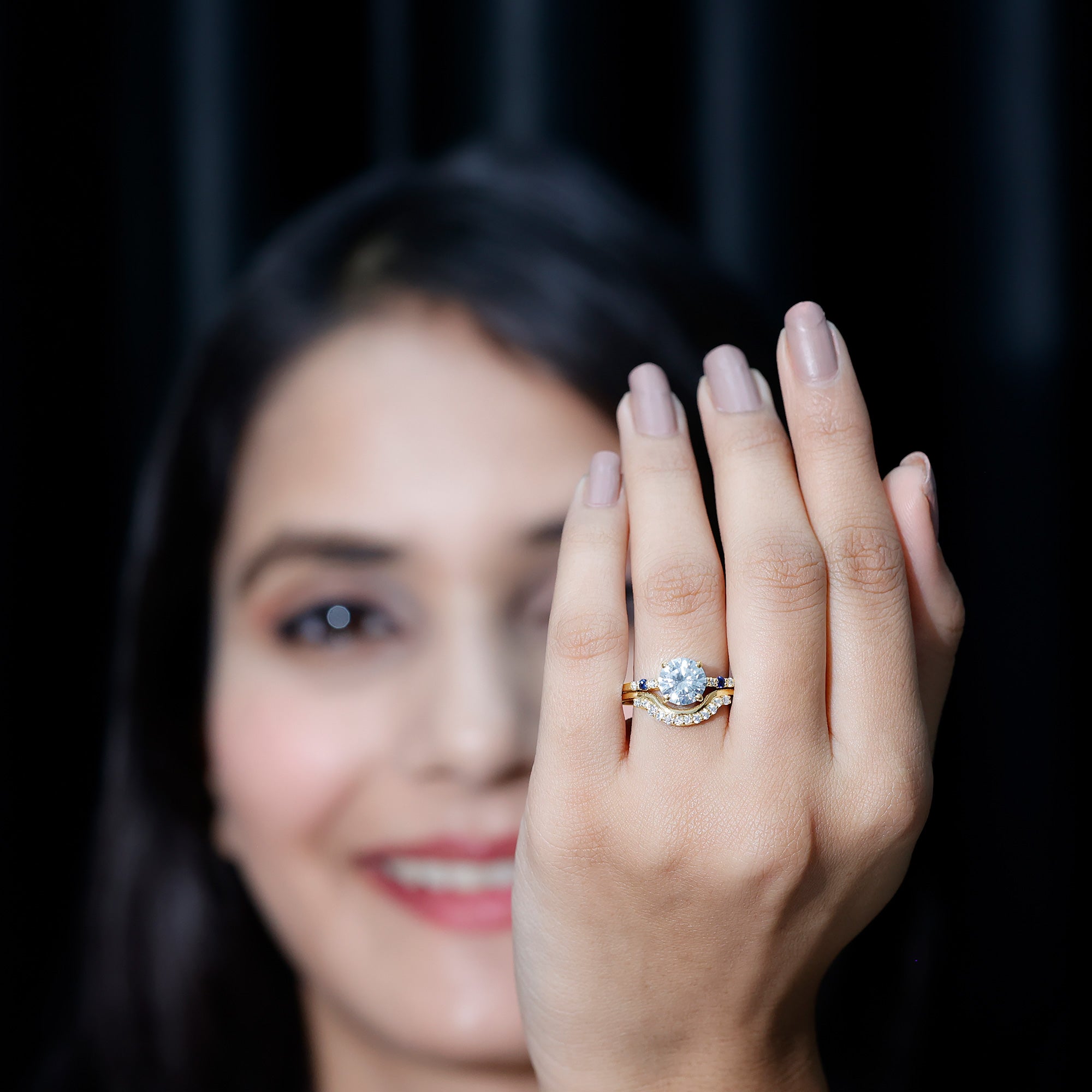 2 Carat Certified Lab Grown Diamond Engagement Ring With Wedding Band Lab - ( EF-VS ) - Rosec Jewels