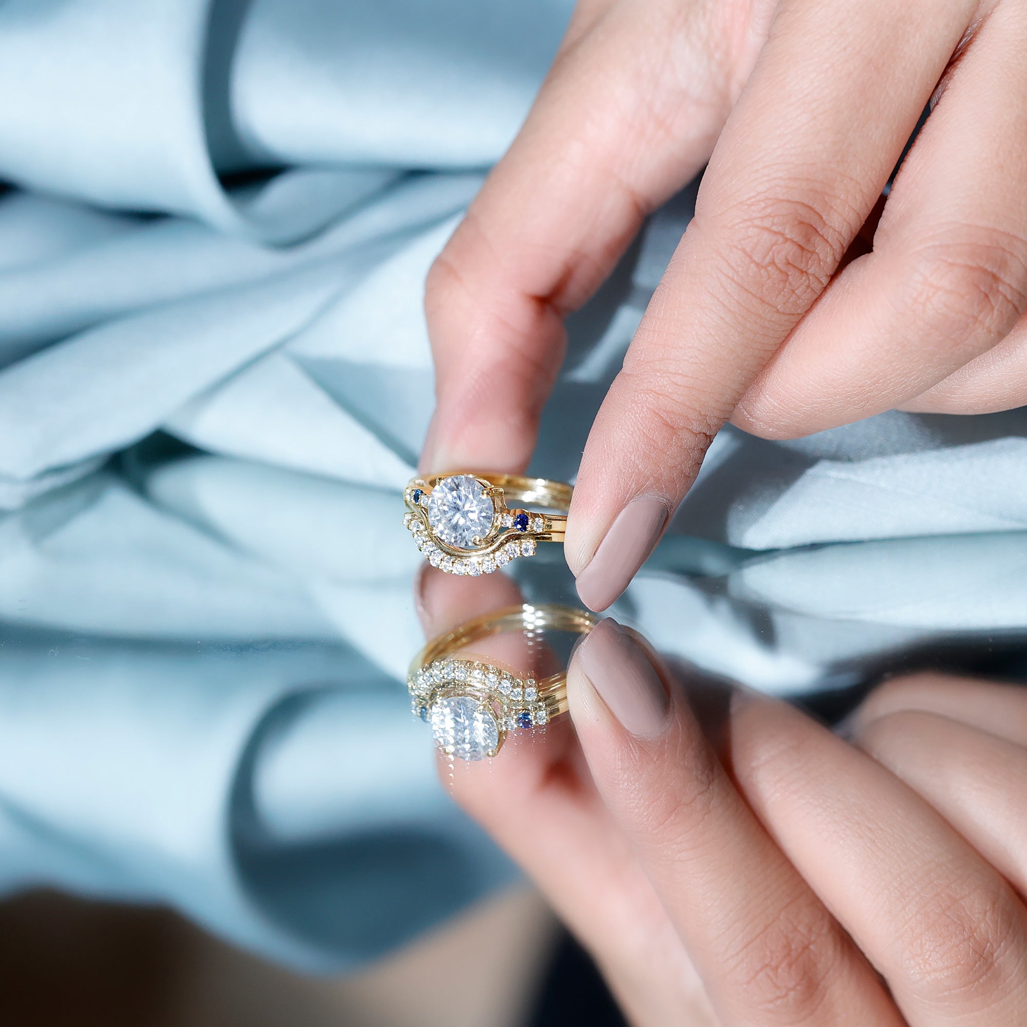 2 Carat Certified Lab Grown Diamond Engagement Ring With Wedding Band Lab - ( EF-VS ) - Rosec Jewels