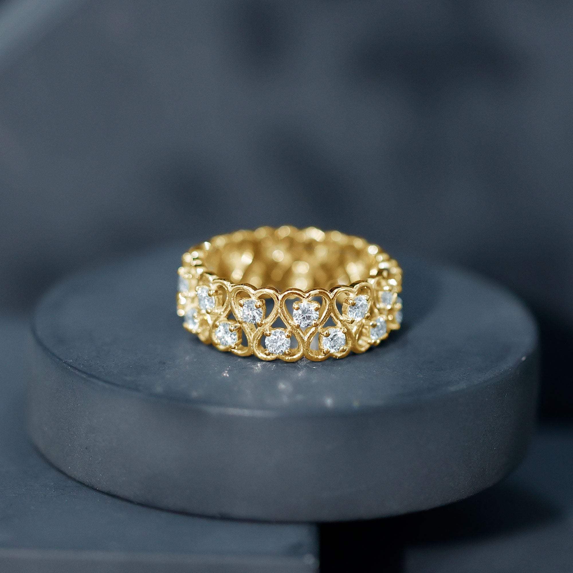 Certified Lab Grown Diamond Heart Eternity Band Ring Lab - ( EF-VS ) - Rosec Jewels