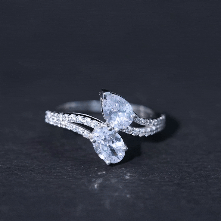 Certified Lab Grown Diamond Toi Et Moi Engagement Ring Lab - ( EF-VS ) - Rosec Jewels