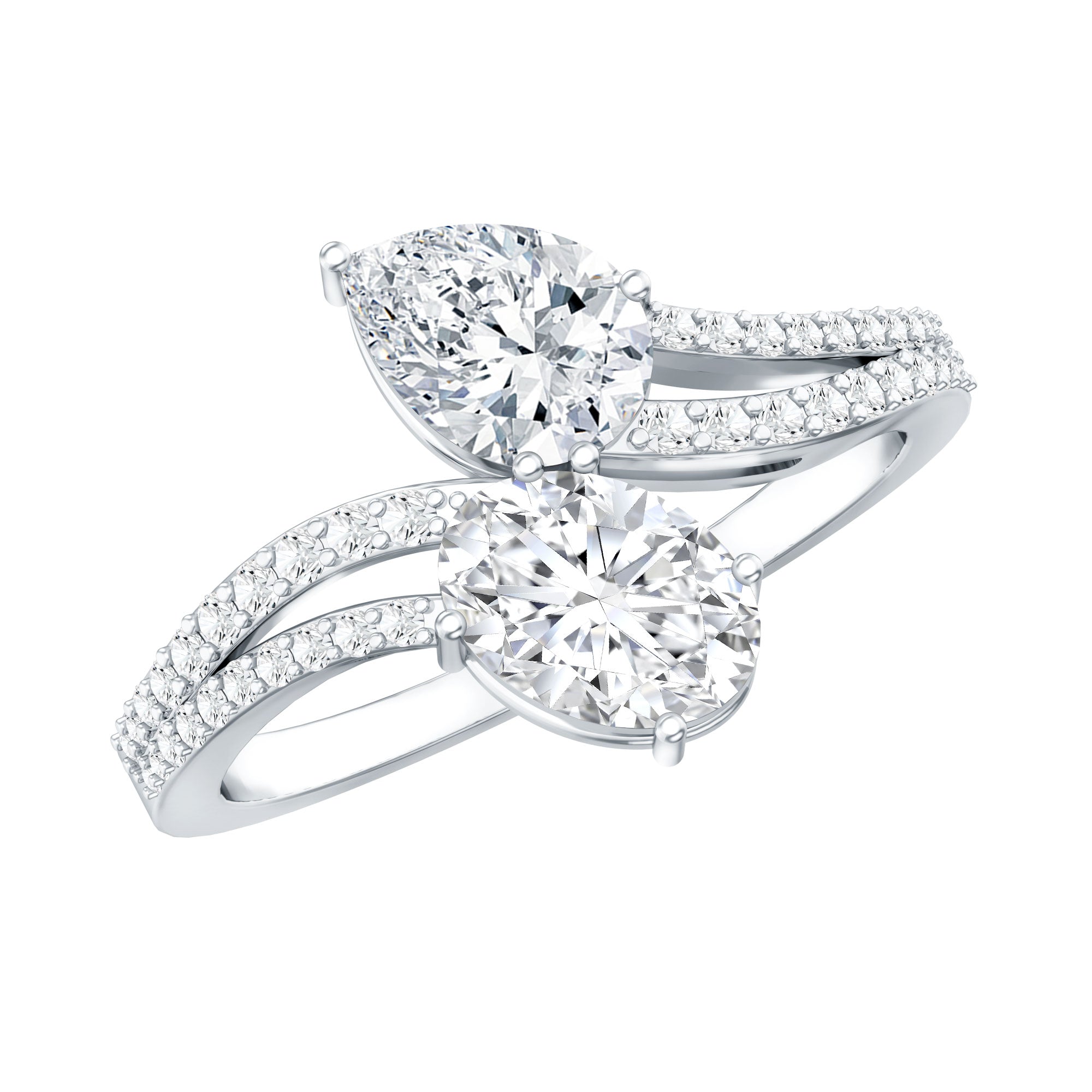 Certified Lab Grown Diamond Toi Et Moi Engagement Ring Lab - ( EF-VS ) - Rosec Jewels
