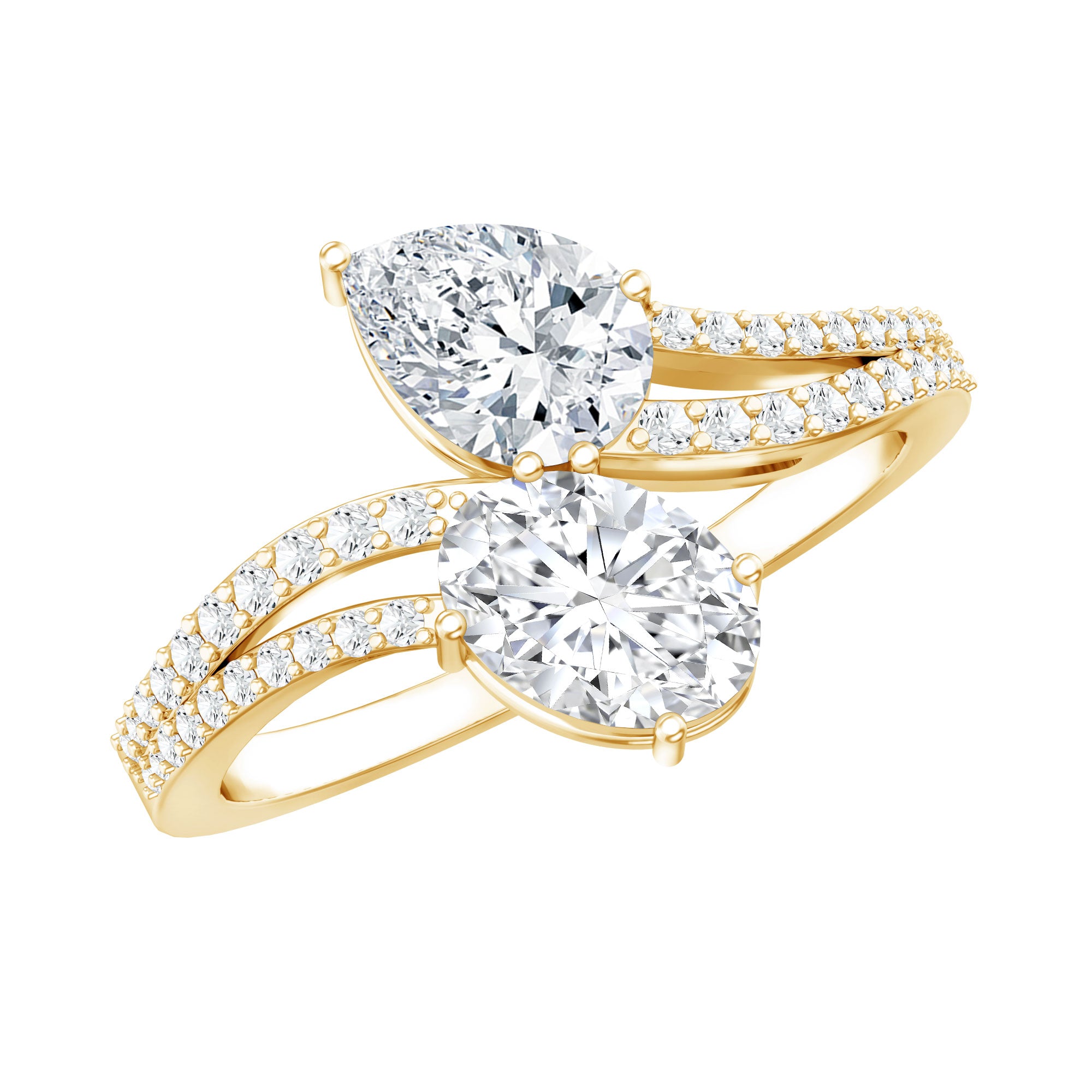 Certified Lab Grown Diamond Toi Et Moi Engagement Ring Lab - ( EF-VS ) - Rosec Jewels