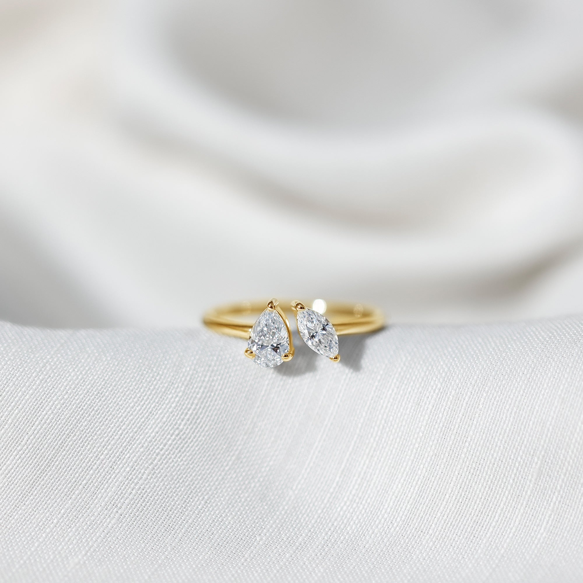 Certified Lab Grown Diamond Two Stone Promise Ring Lab - ( EF-VS ) - Rosec Jewels