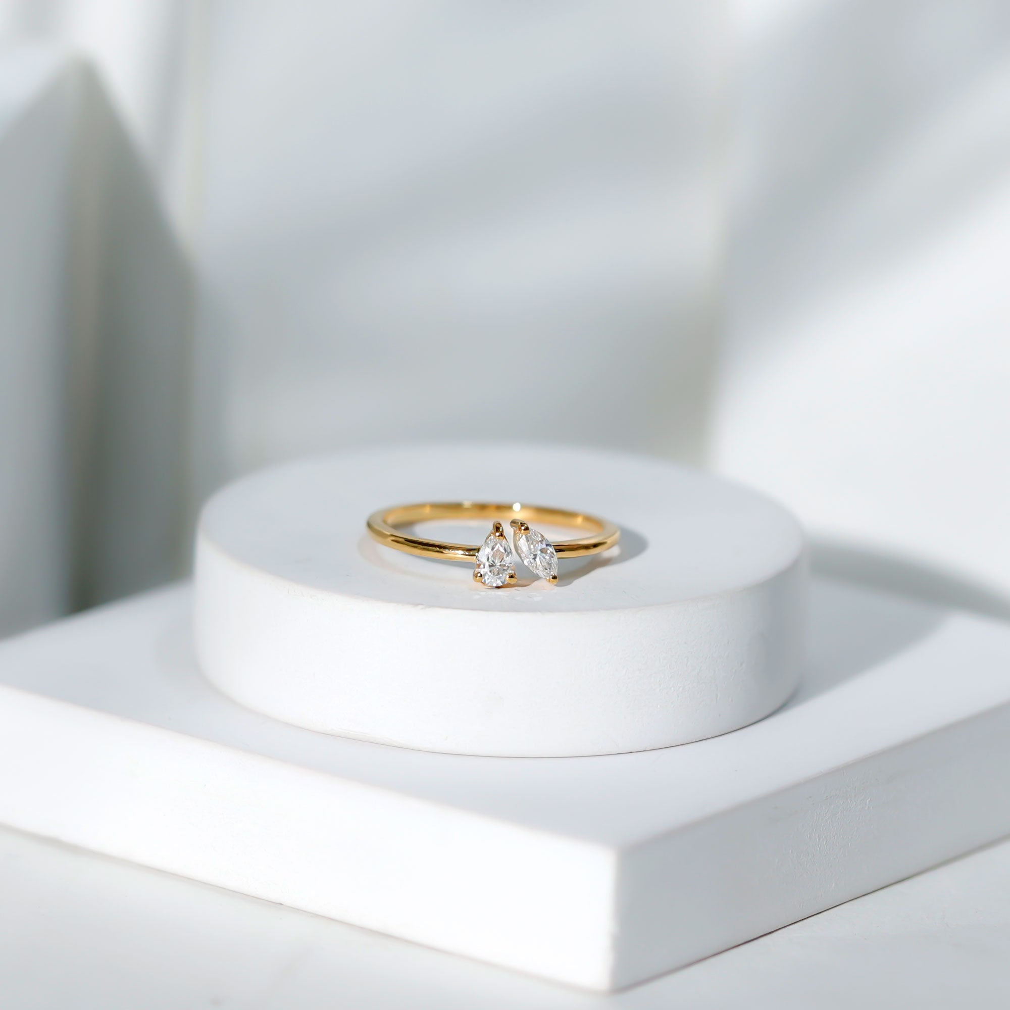 Certified Lab Grown Diamond Two Stone Promise Ring Lab - ( EF-VS ) - Rosec Jewels