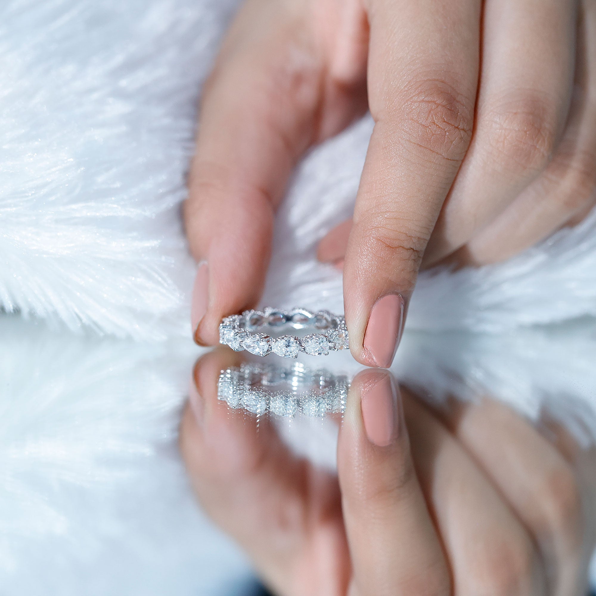 Certified Pear Shape Lab Grown Diamond Eternity Ring Lab - ( EF-VS ) - Rosec Jewels