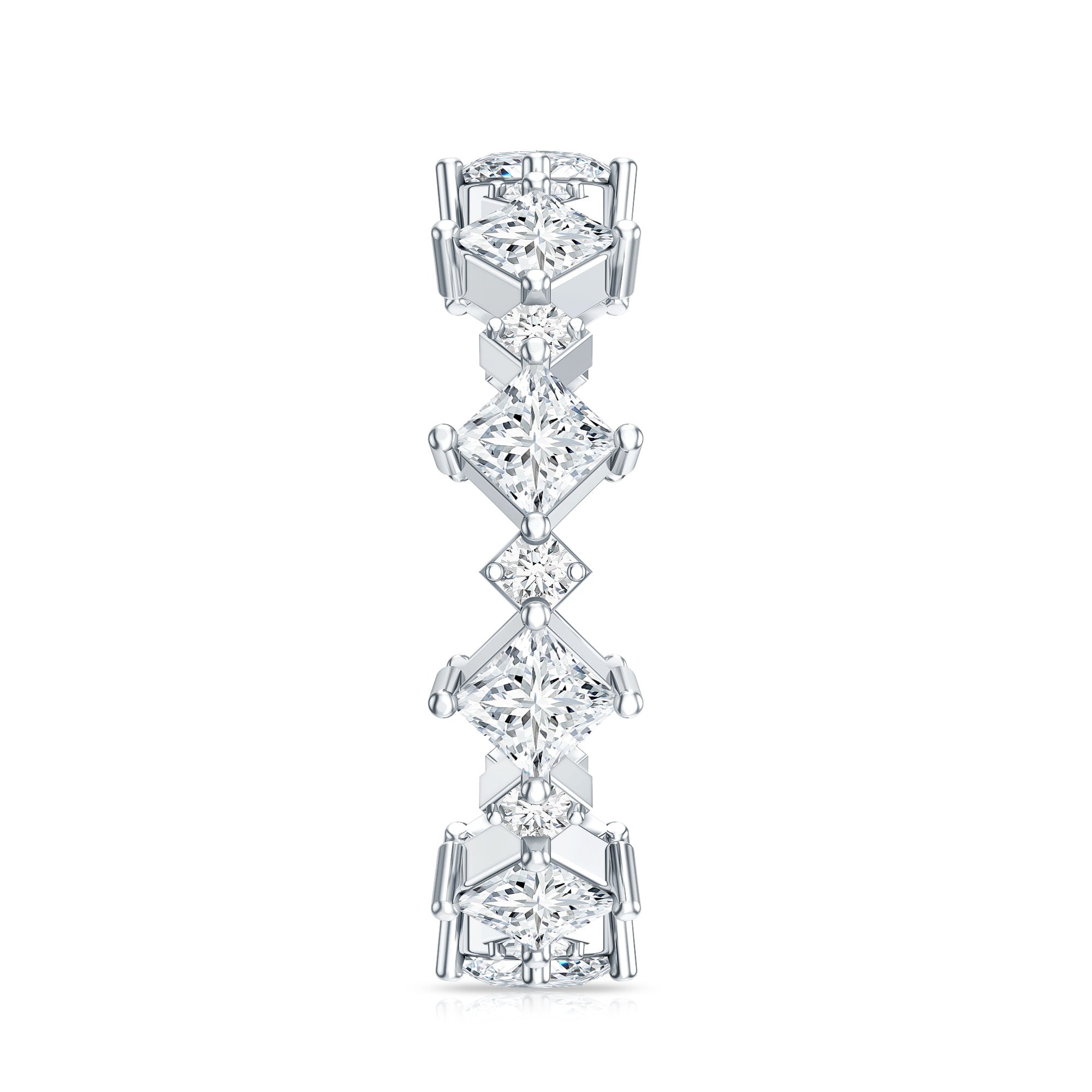 Certified Princess Cut Lab Grown Diamond Eternity Wedding Ring Lab - ( EF-VS ) - Rosec Jewels