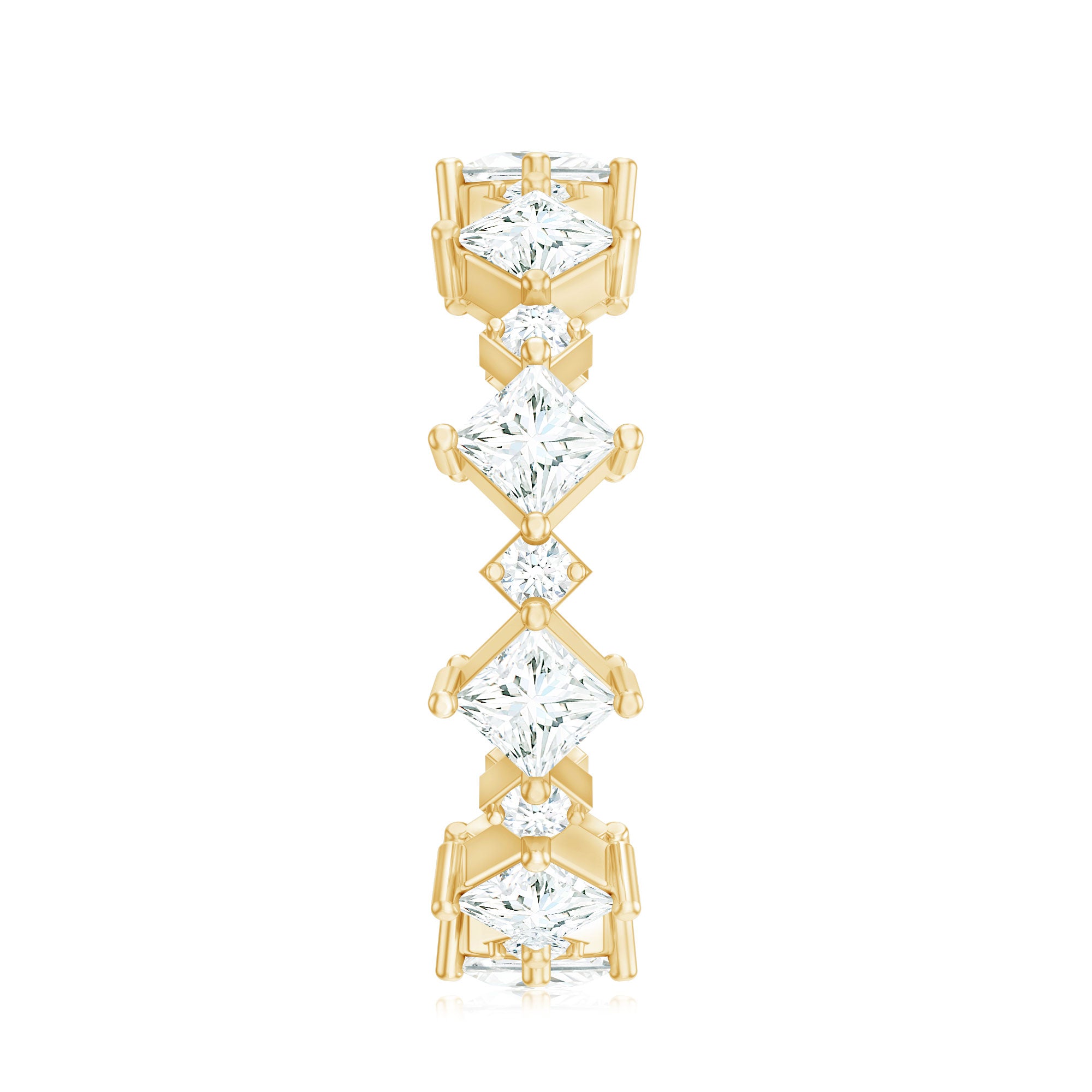 Certified Princess Cut Lab Grown Diamond Eternity Wedding Ring Lab - ( EF-VS ) - Rosec Jewels