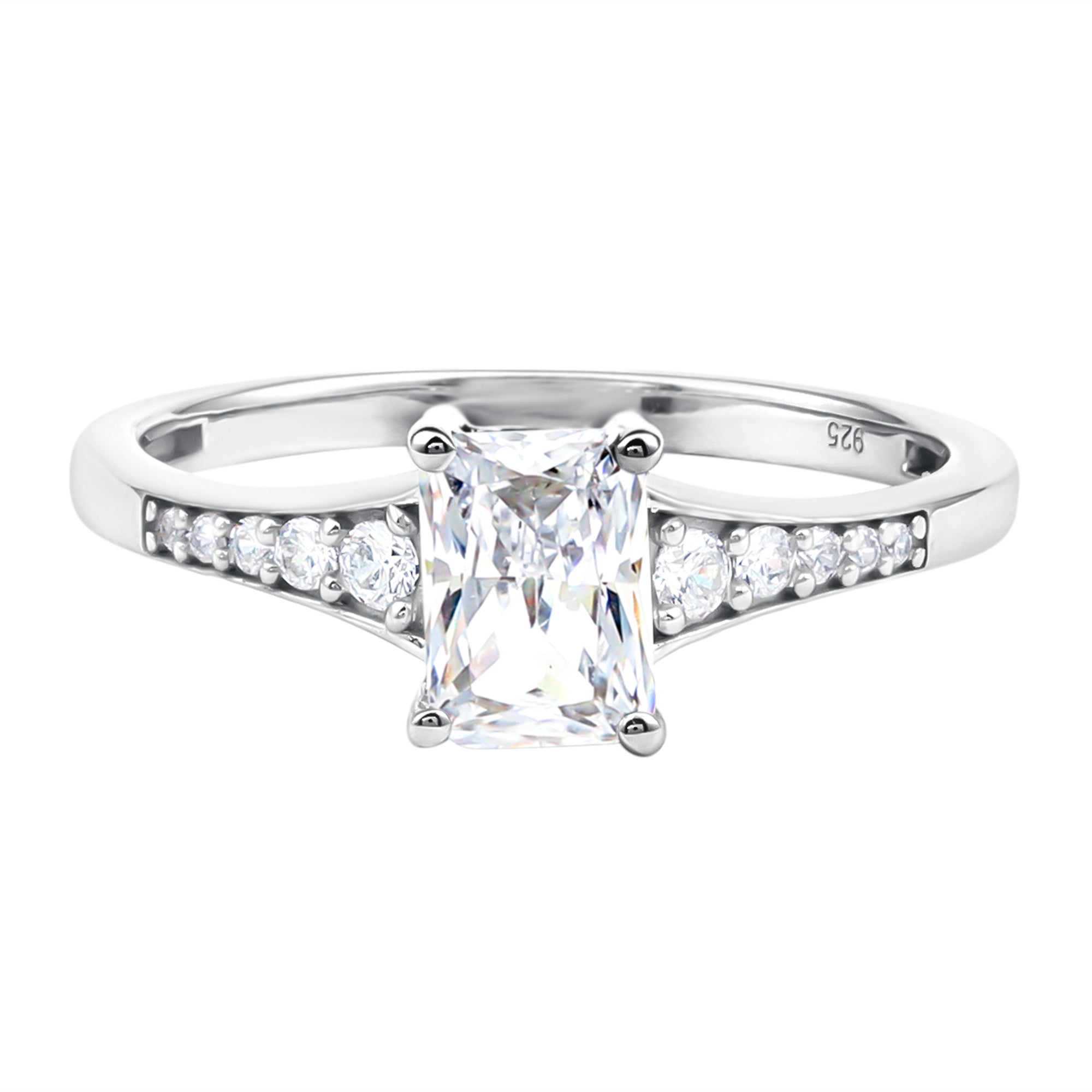 Brilliant Cut 7X5 MM Lab Grown Diamond Emerald Cut Engagement Ring Lab - ( EF-VS ) - Rosec Jewels