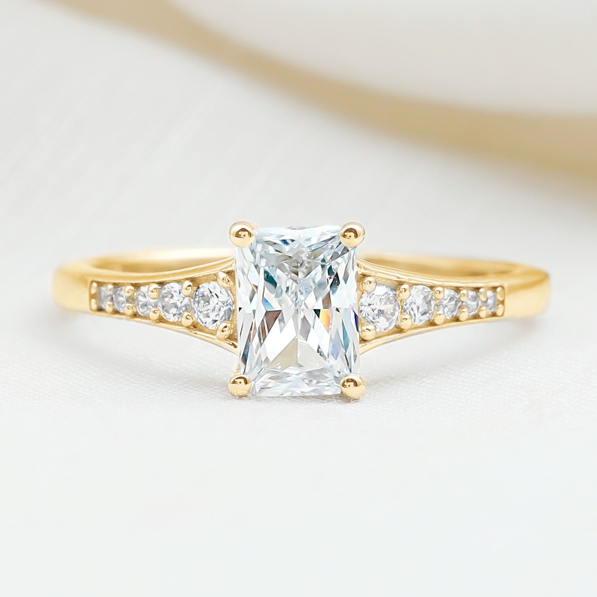 Brilliant Cut 7X5 MM Lab Grown Diamond Emerald Cut Engagement Ring Lab - ( EF-VS ) - Rosec Jewels