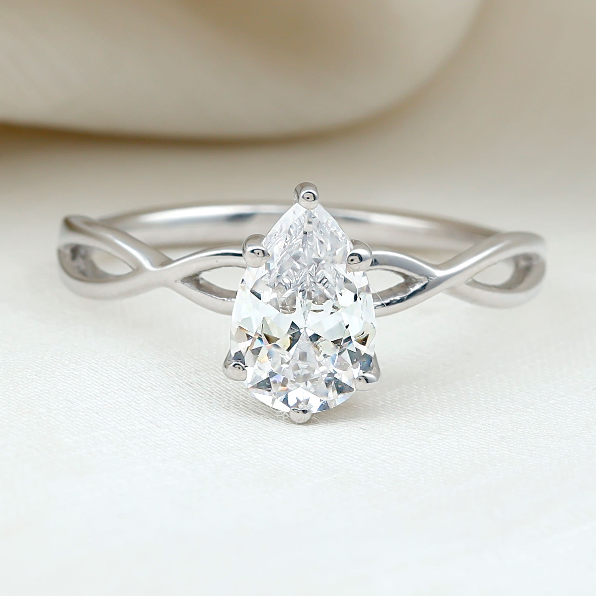 Rosec Jewels-Lab Grown Diamond Pear Engagement Ring with Infinity Band