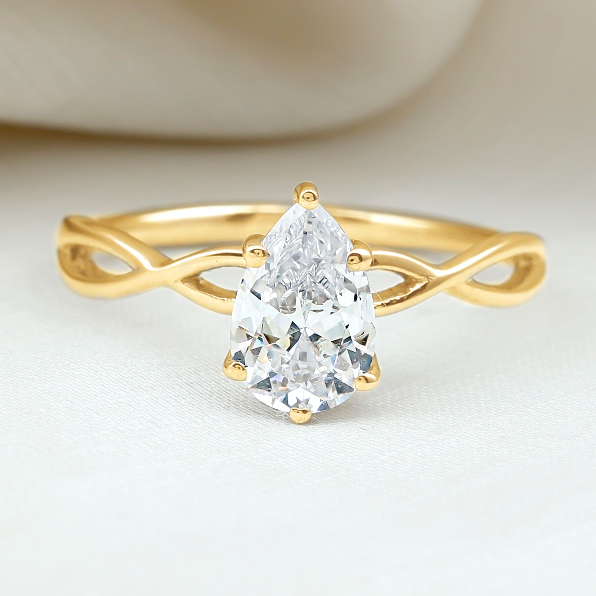 Rosec Jewels-Lab Grown Diamond Pear Engagement Ring with Infinity Band