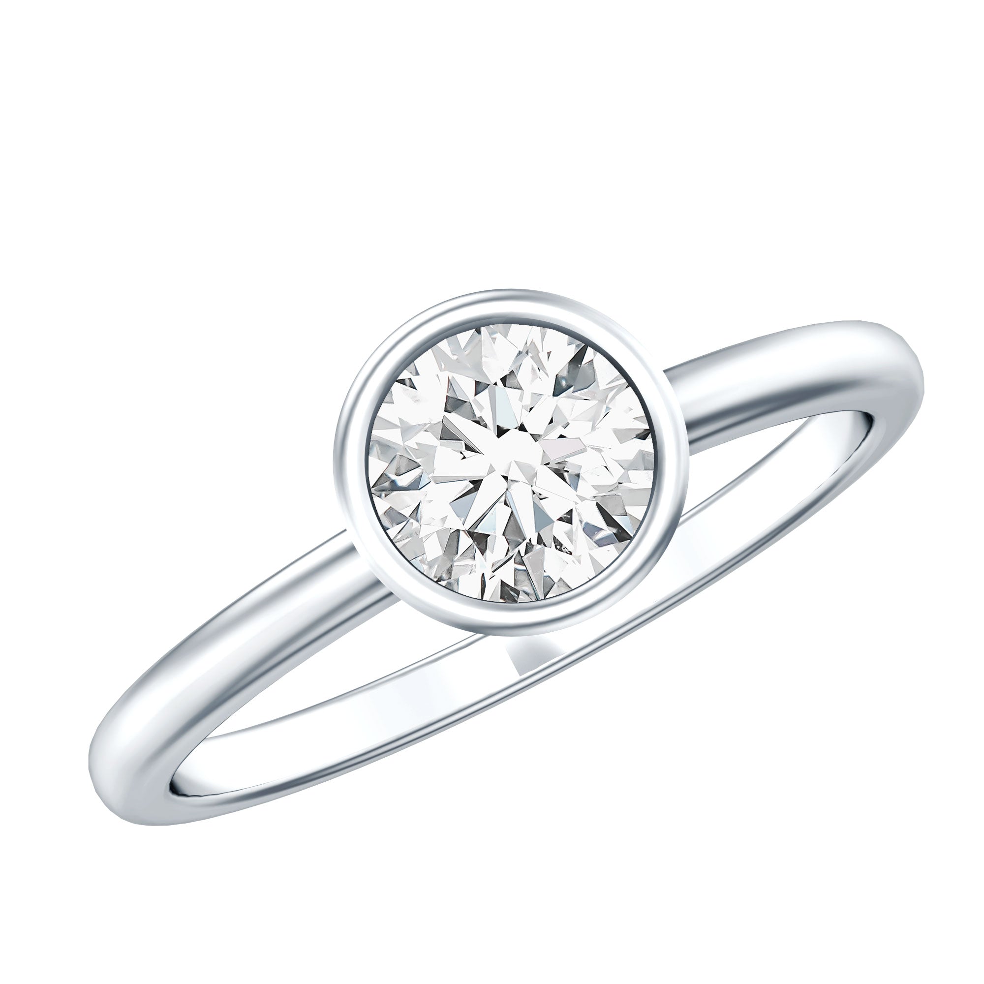 IGI Certified 1 CT Lab Grown Diamond Ring in Bezel Setting Lab - ( E-VS1 ) - Rosec Jewels