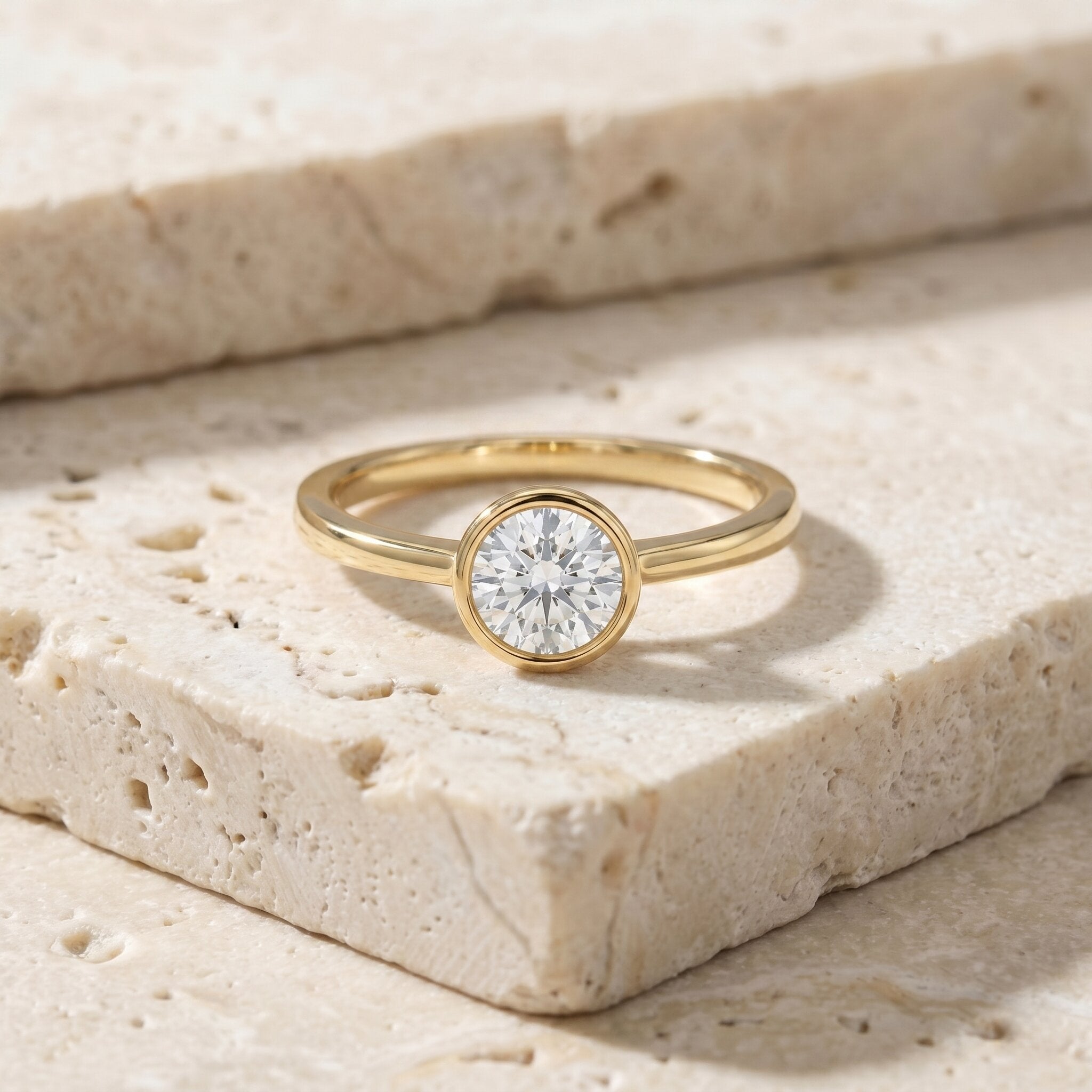 IGI Certified 1 CT Lab Grown Diamond Ring in Bezel Setting Lab - ( E-VS1 ) - Rosec Jewels