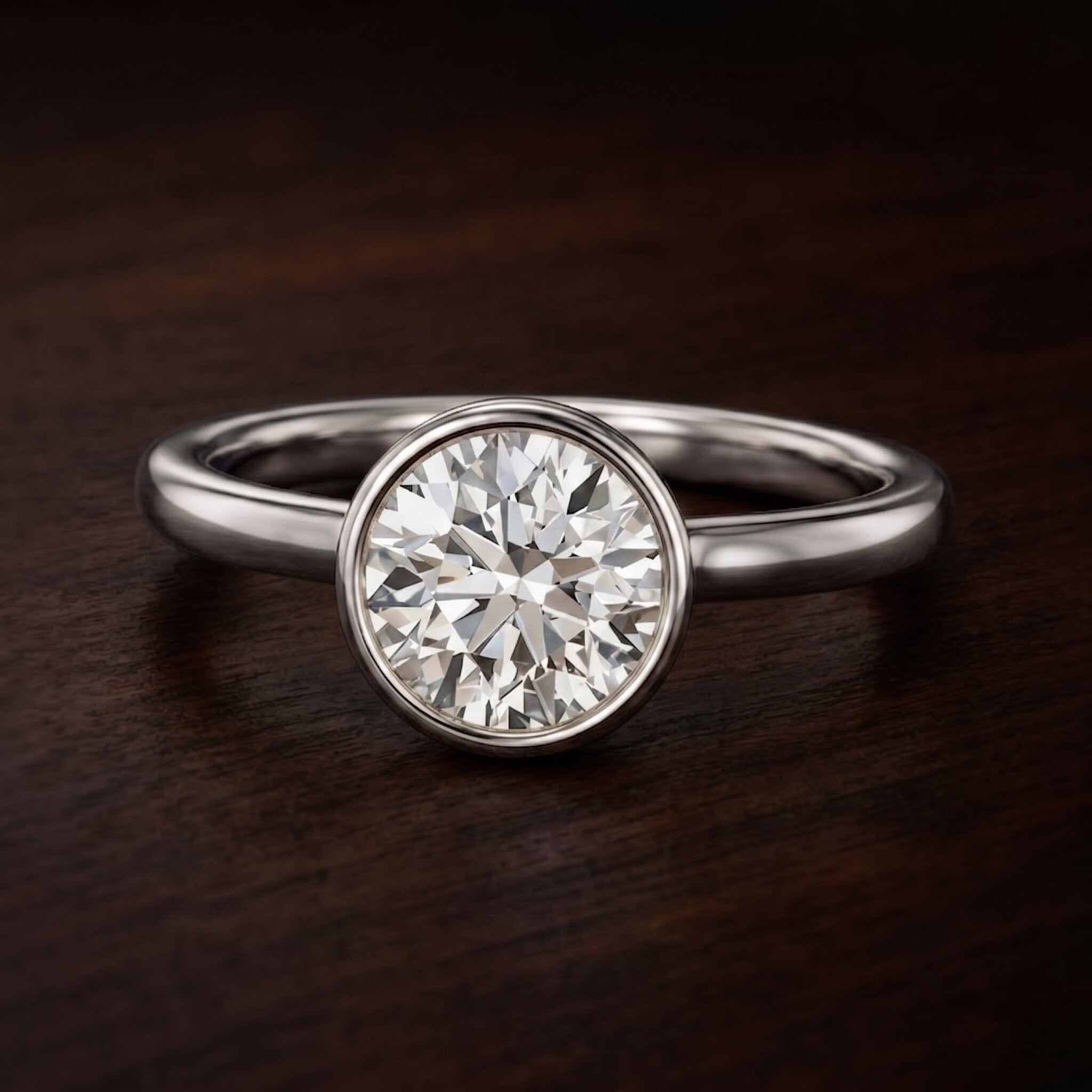 IGI Certified 4 CT Lab Grown Diamond Engagement Ring in Bezel Setting Lab - ( E-VS1 ) - Rosec Jewels