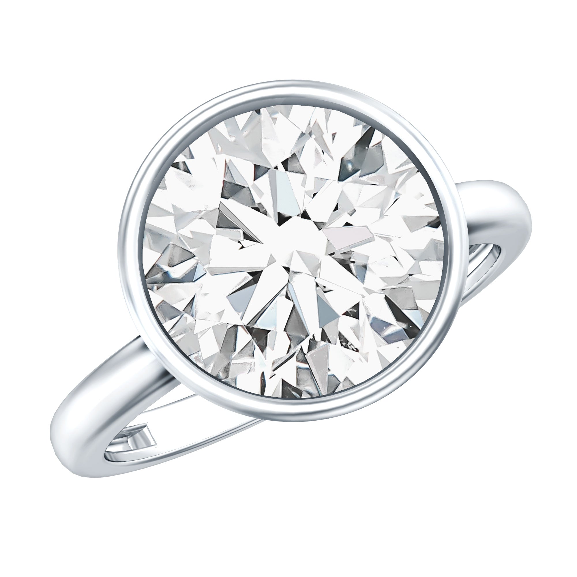 IGI Certified 5 Carat Lab Grown Diamond Bezel Set Engagement Ring Lab - ( E-VS1 ) - Rosec Jewels