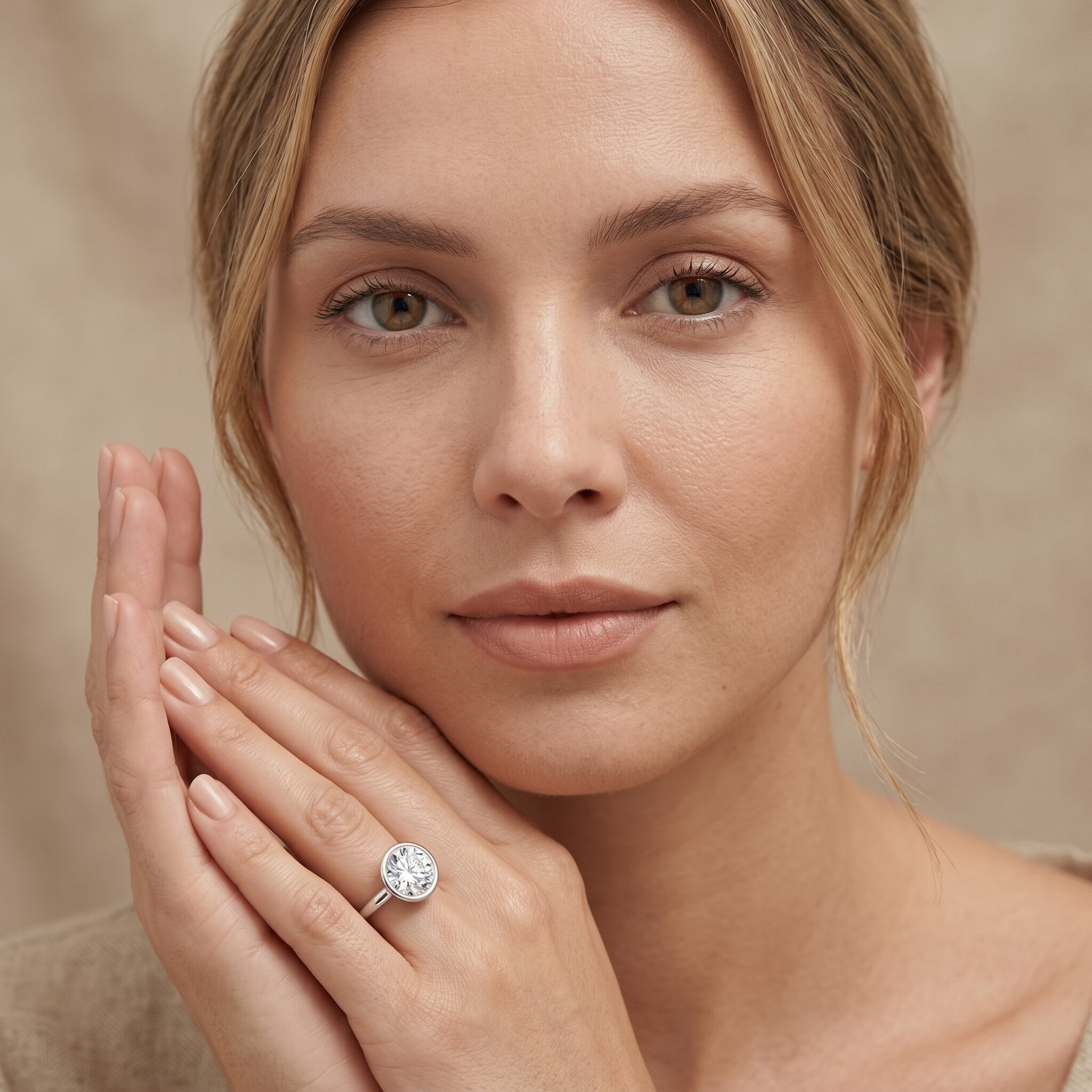 IGI Certified 5 Carat Lab Grown Diamond Bezel Set Engagement Ring Lab - ( E-VS1 ) - Rosec Jewels