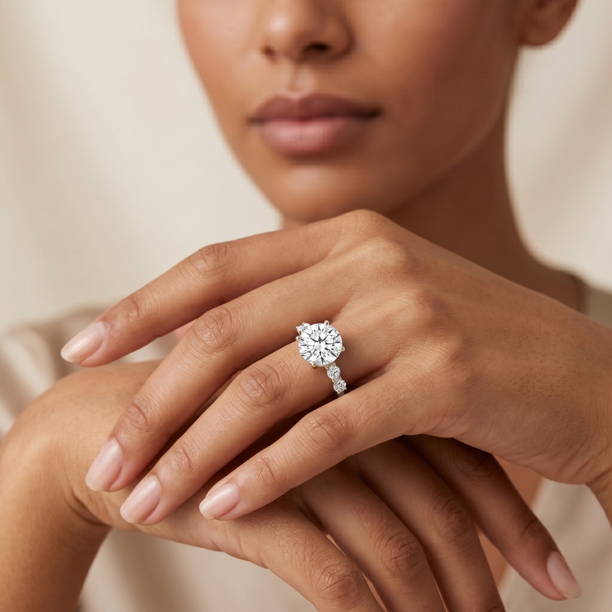 IGI Certified Lab Grown 2 CT Diamond Engagement Ring with Side Stone Lab - ( E-VS1 ) - Rosec Jewels