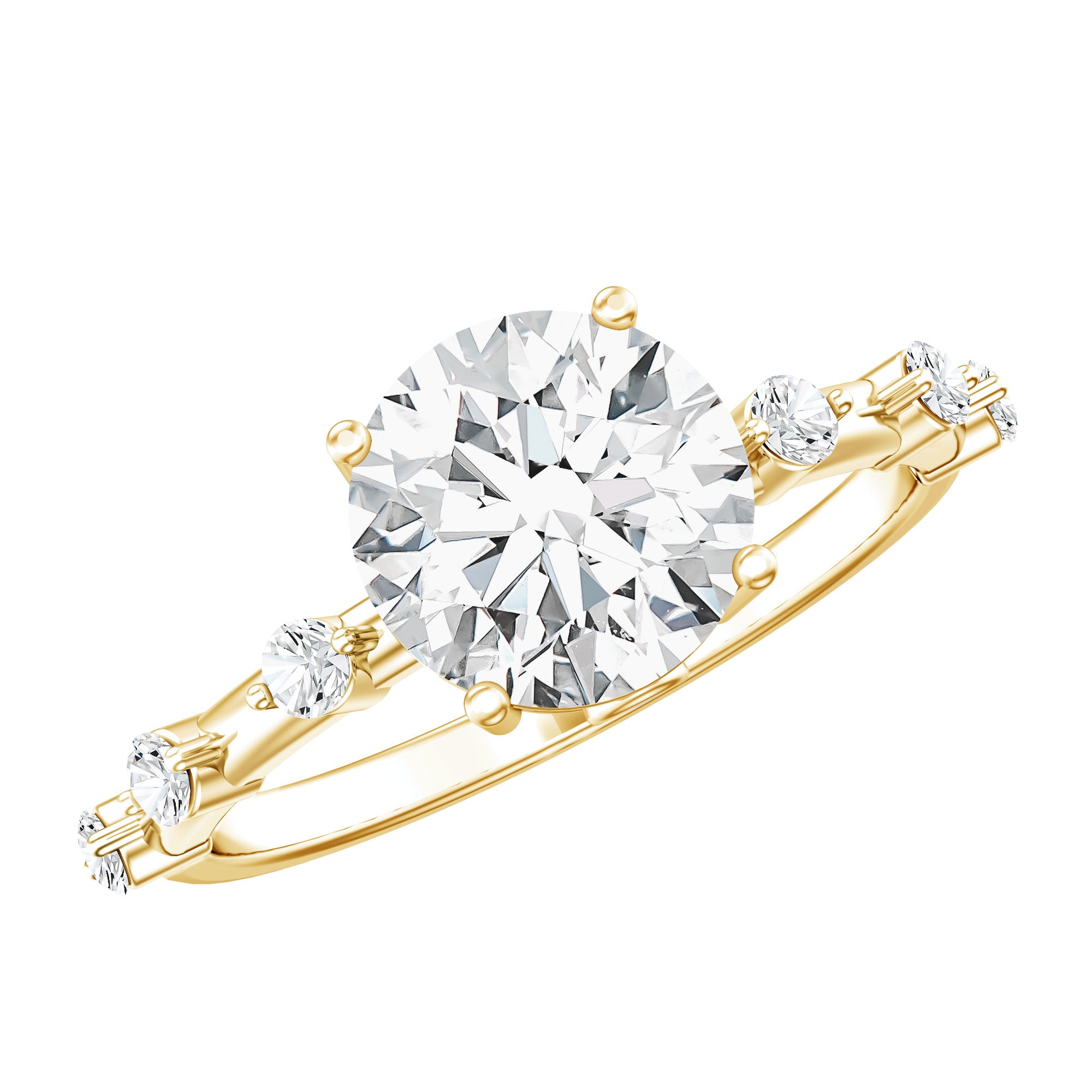 IGI Certified Lab Grown 2 CT Diamond Engagement Ring with Side Stone Lab - ( E-VS1 ) - Rosec Jewels