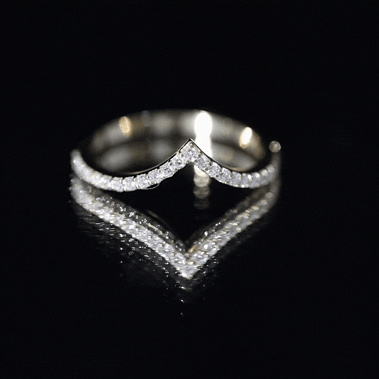 Lab Grown Diamond Chevron Stackable Ring Lab - ( EF-VS ) - Rosec Jewels
