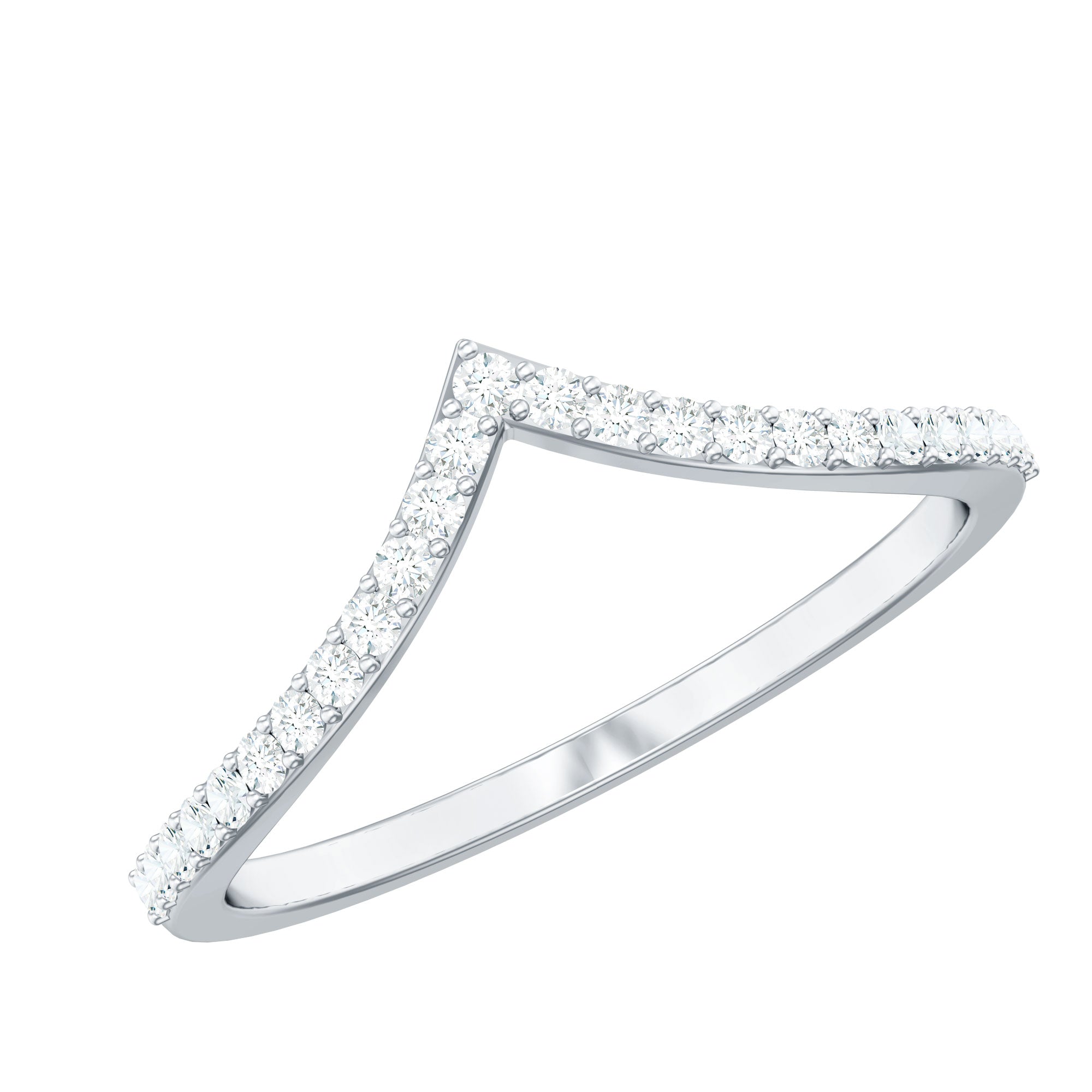 Lab Grown Diamond Chevron Stackable Ring Lab - ( EF-VS ) - Rosec Jewels