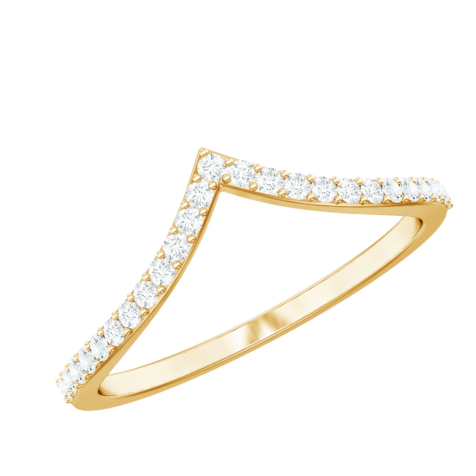 Lab Grown Diamond Chevron Stackable Ring Lab - ( EF-VS ) - Rosec Jewels