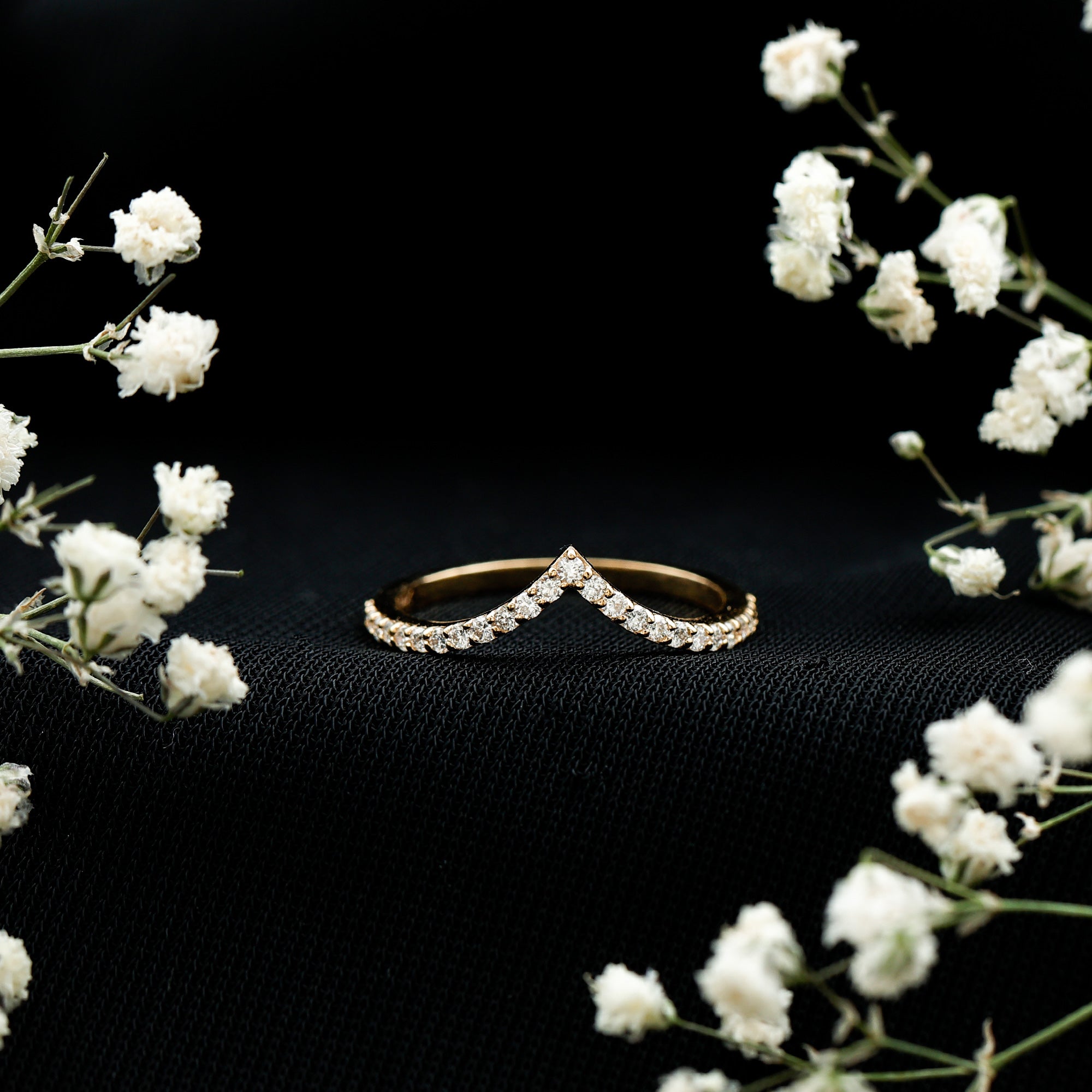 Lab Grown Diamond Chevron Stackable Ring Lab - ( EF-VS ) - Rosec Jewels