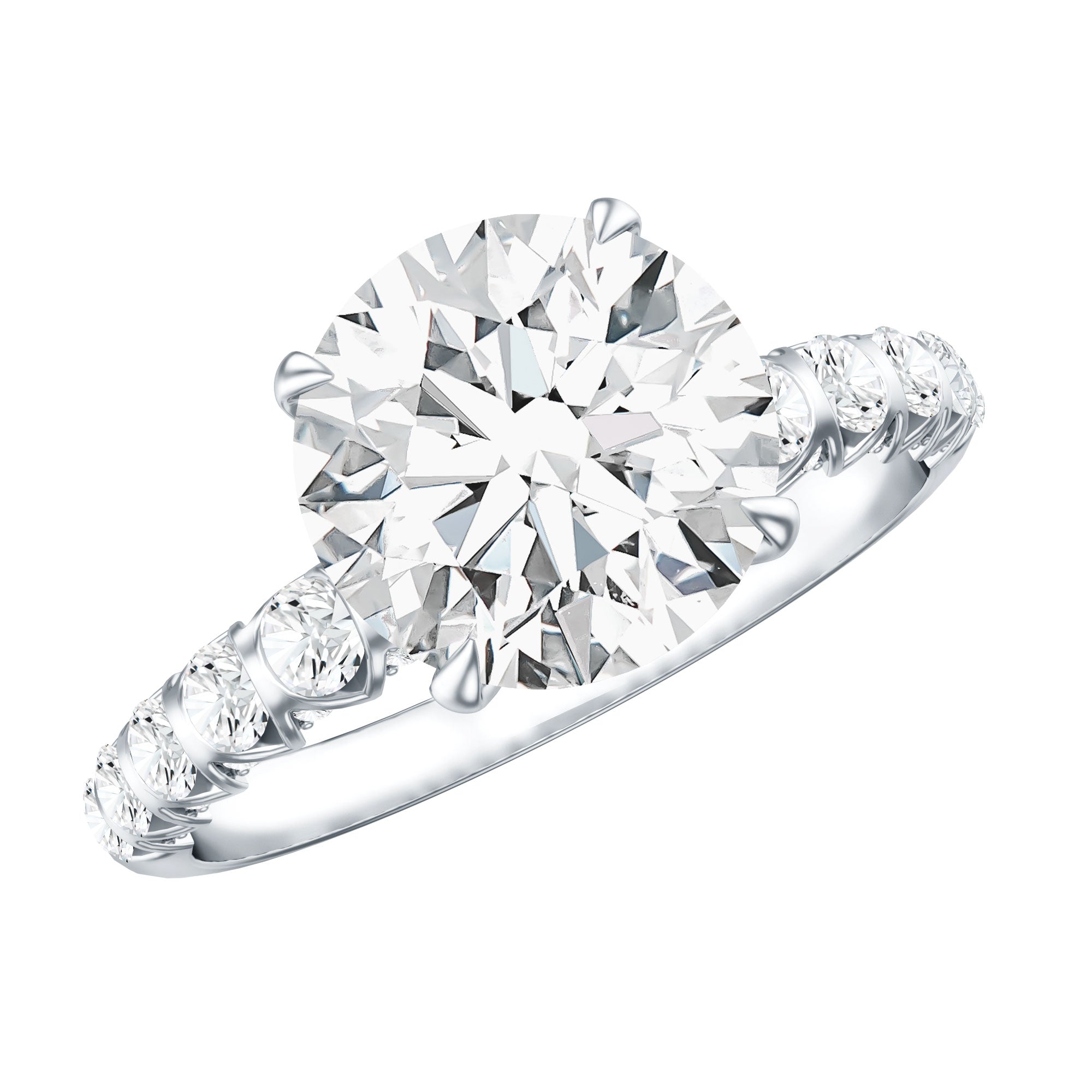 Round Cut 3 Carat Lab Grown Diamond Engagement Ring with IGI Certificate Lab - ( E-VS1 ) - Rosec Jewels
